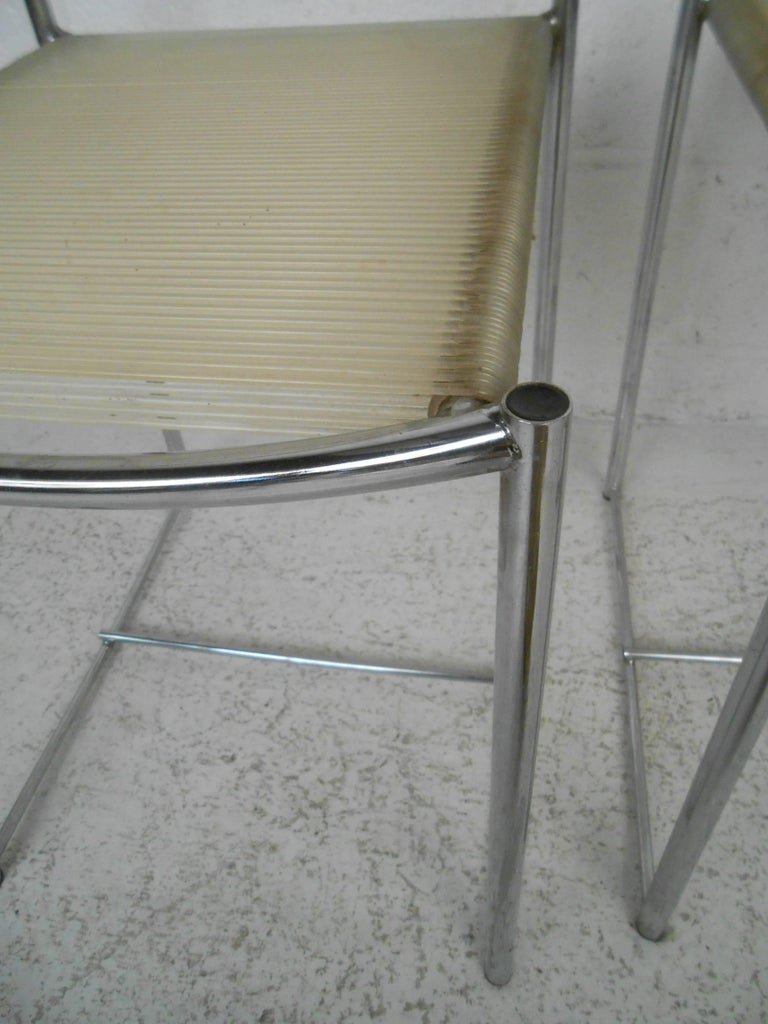 Amazing Set of Four Chrome and Vinyl Cord Dining Chairs at 1stDibs