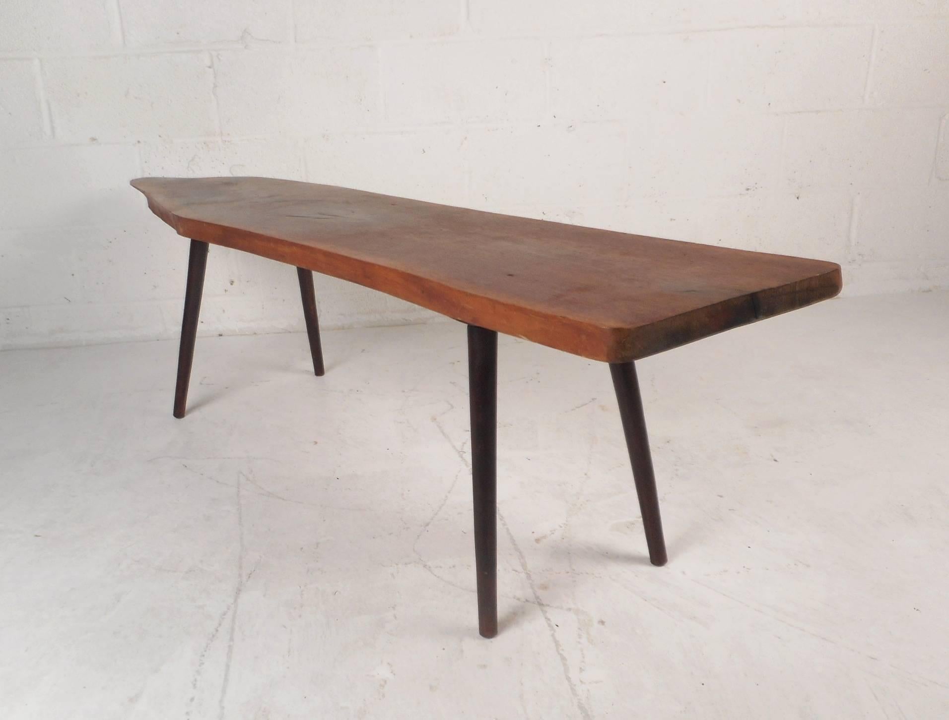 Wood Mid-Century Modern Tree Slab Coffee Table For Sale