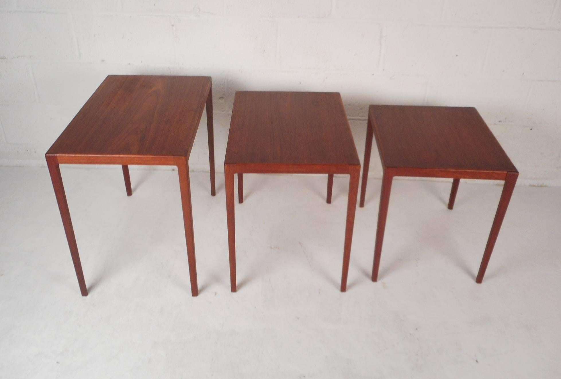 Late 20th Century Set of Three Mid-Century Modern Danish Teak Nesting Tables by Ludvig Pontoppidan