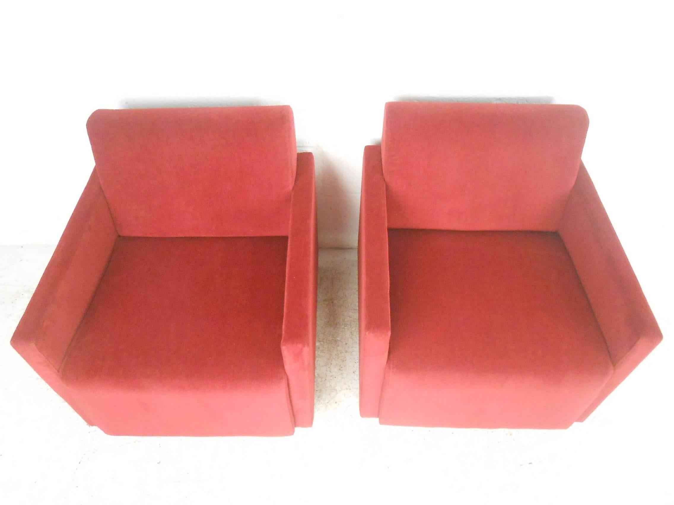 Upholstery Mid-Century Modern Club Lounge Chairs