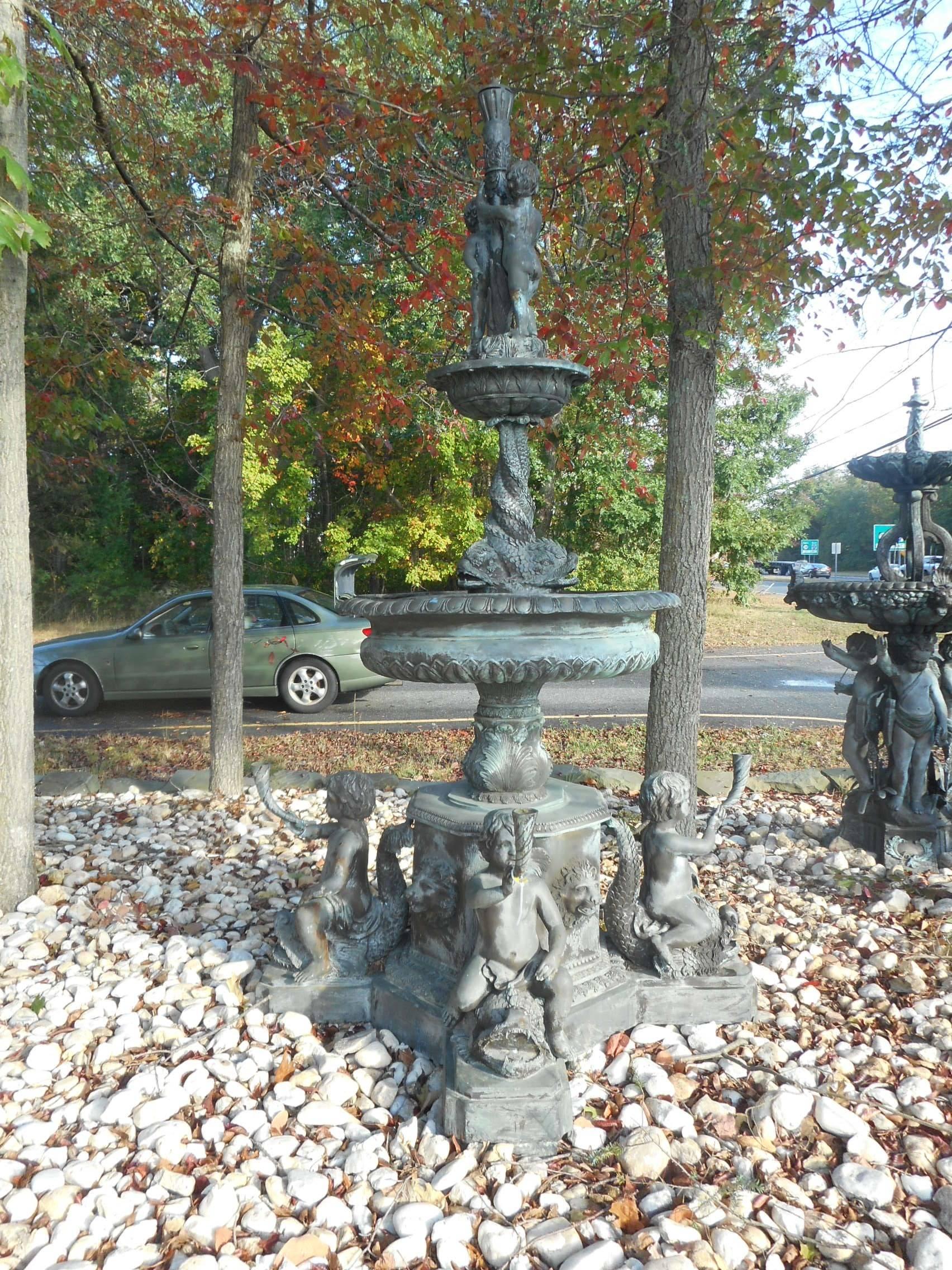 Renaissance Impressive Bronze Fountain with Cherubs