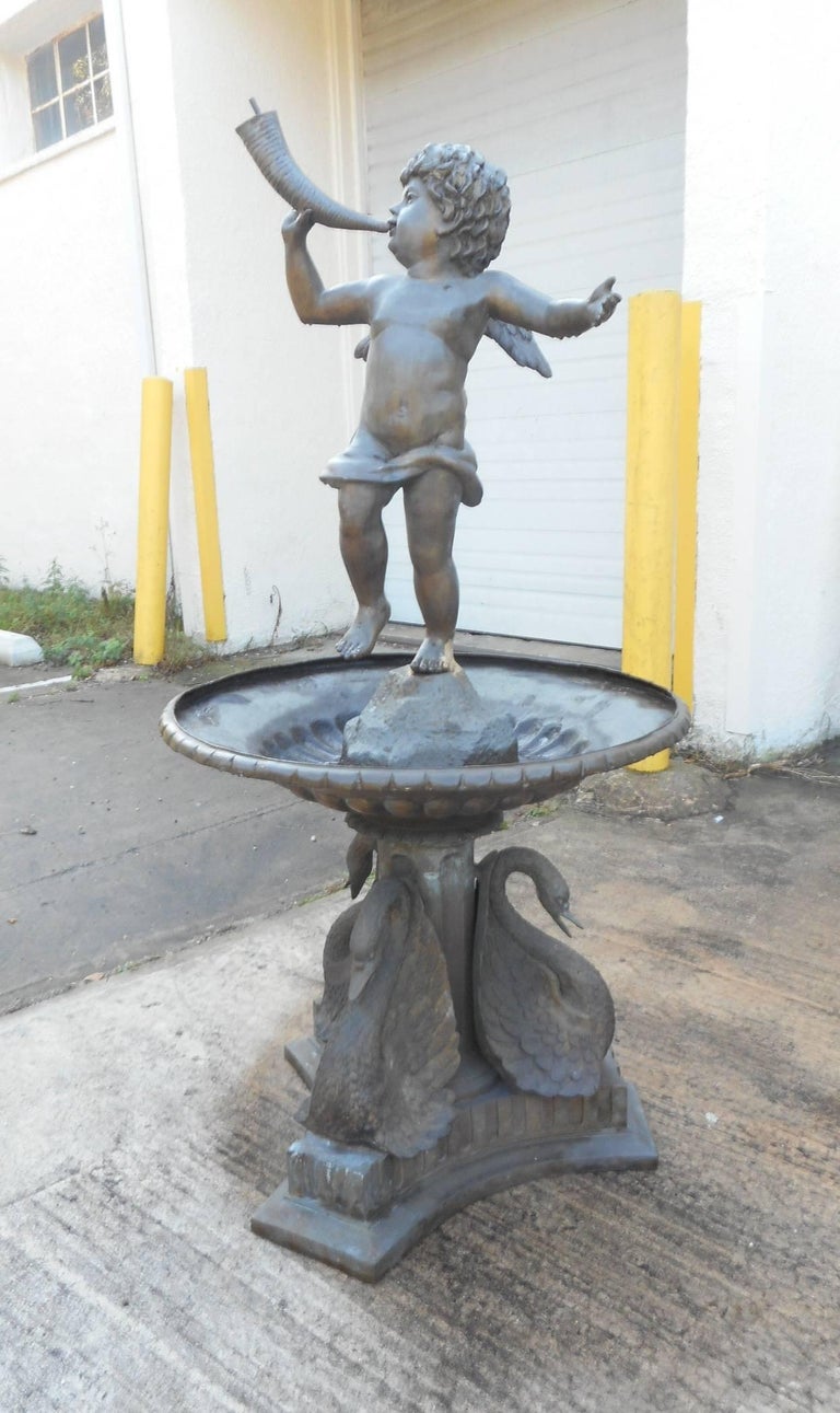 Bronze Fountain with a Cherub on Top For Sale at 1stdibs