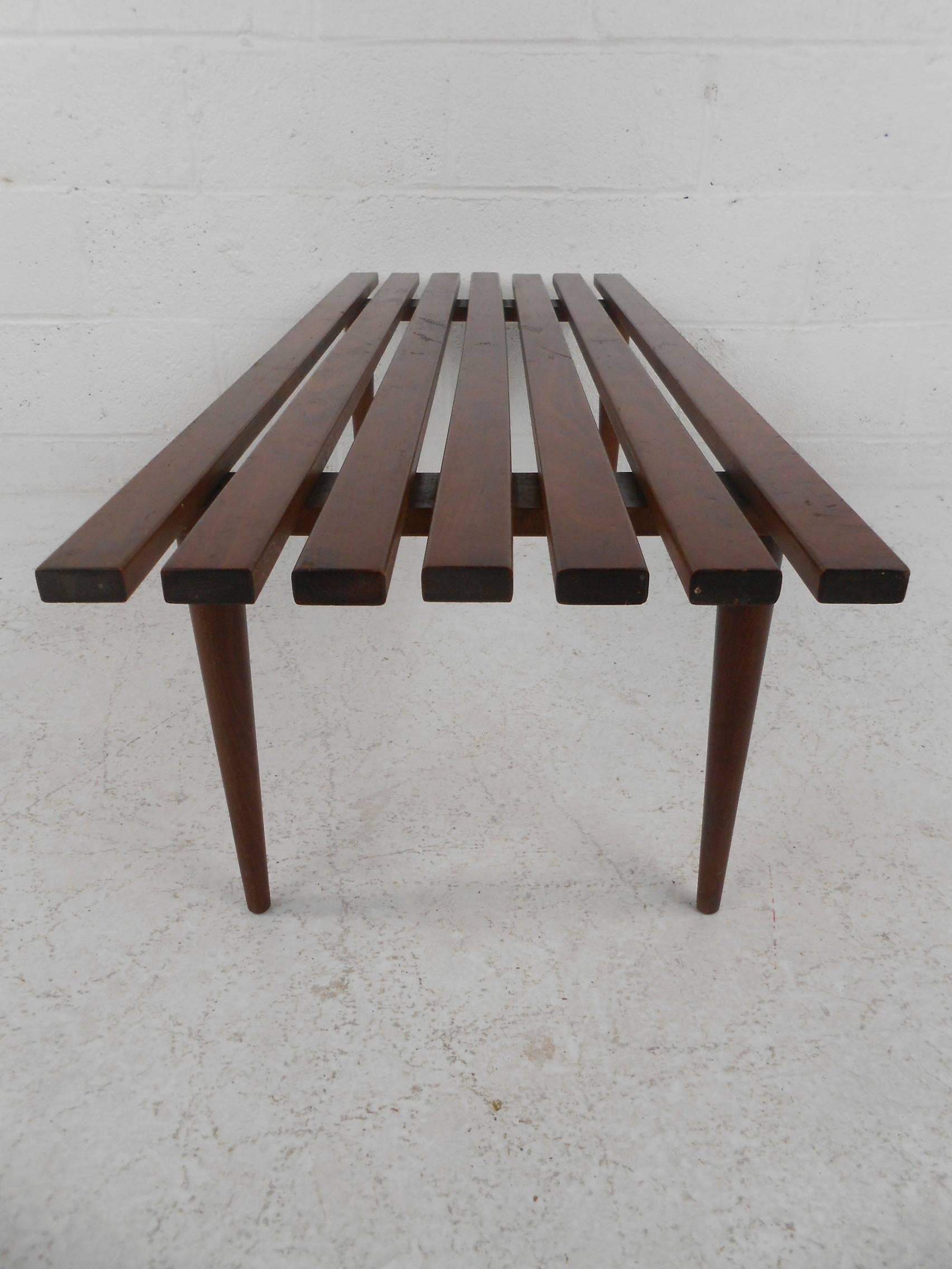 mid century slat bench