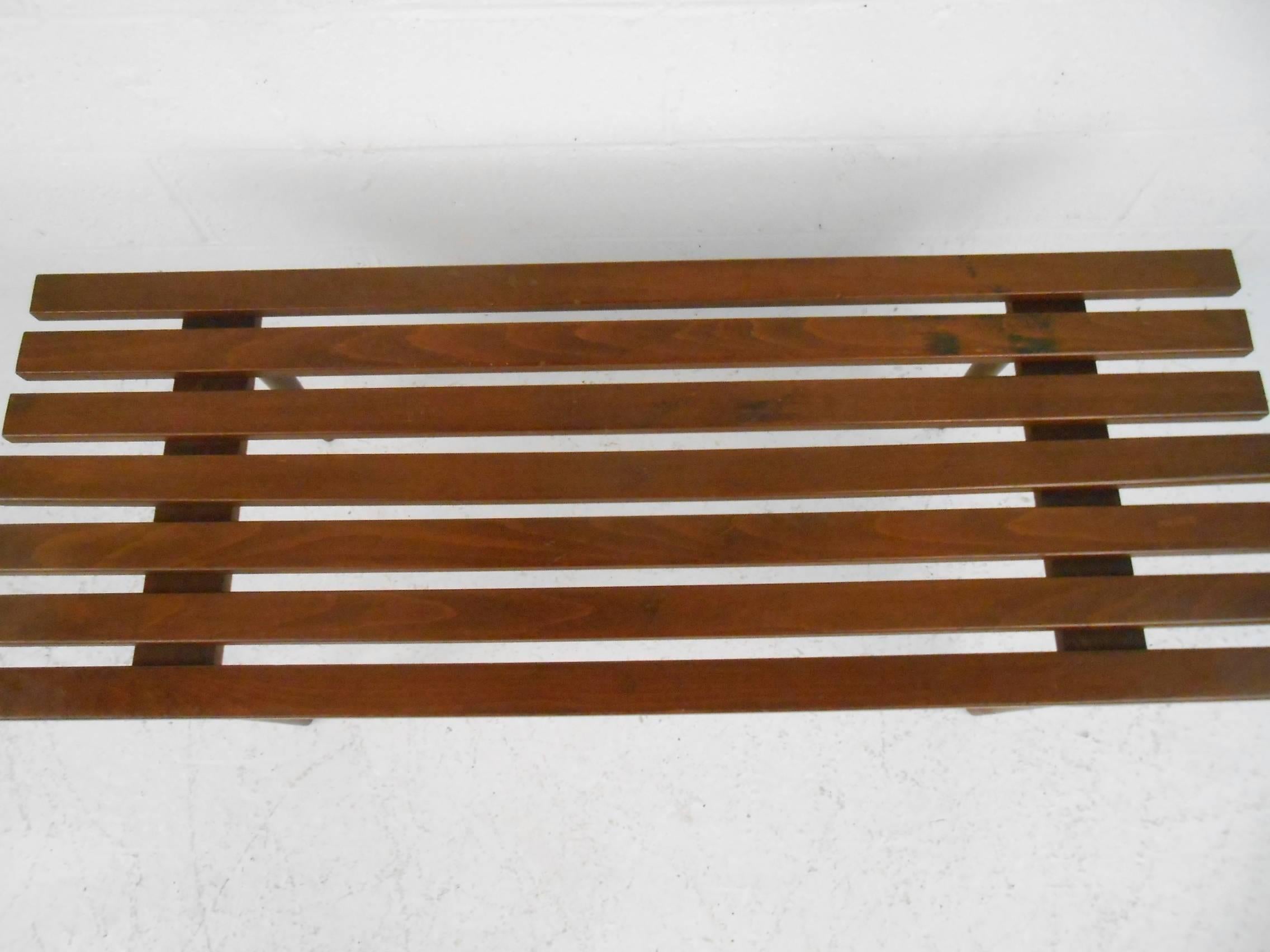 walnut slatted bench