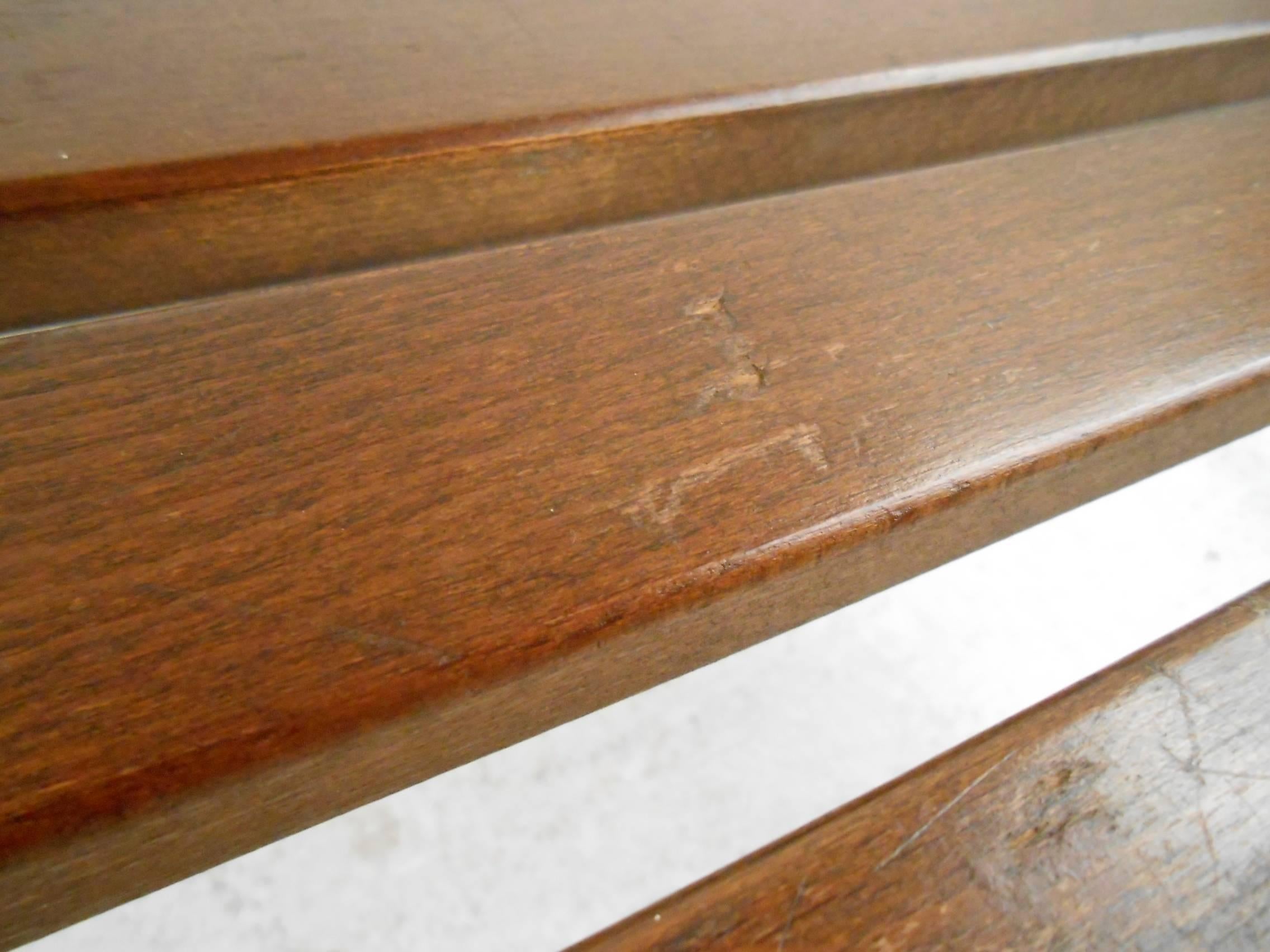 Mid-Century Modern Walnut Slat Bench 2