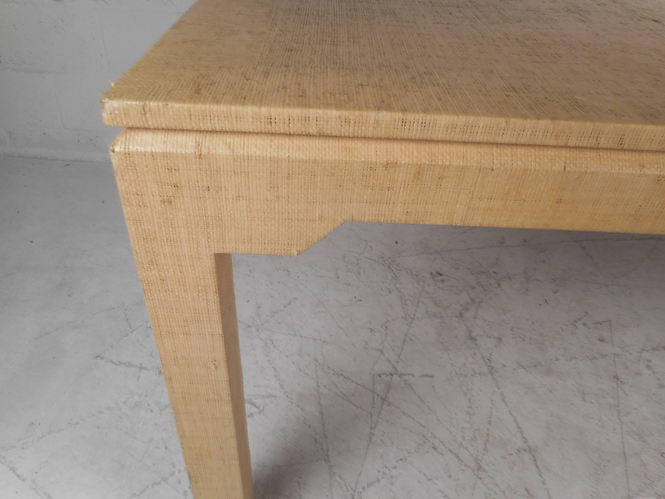 Mid-Century Modern Grass Cloth Dining Table by Karl Springer 2
