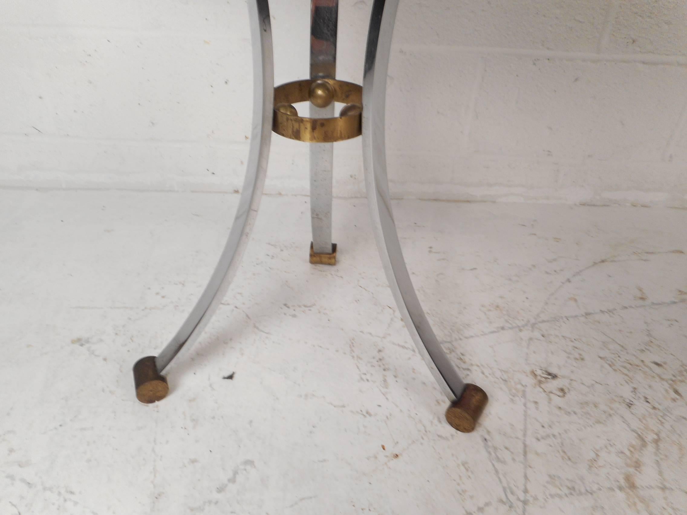 Pair of Mid-Century Modern End Tables with a Marble Top For Sale 1