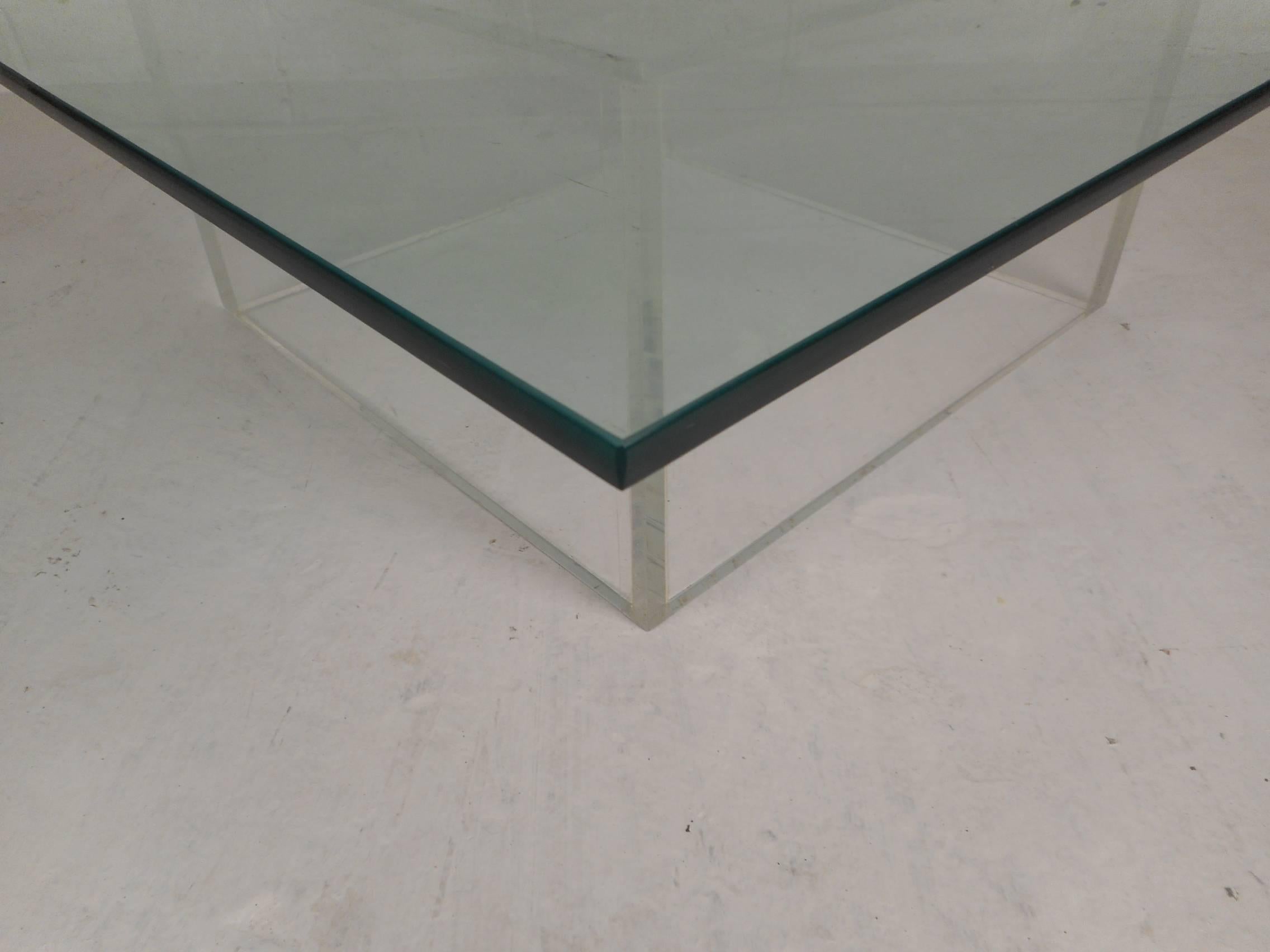 Mid-Century Modern Lucite and Glass Coffee Table 1