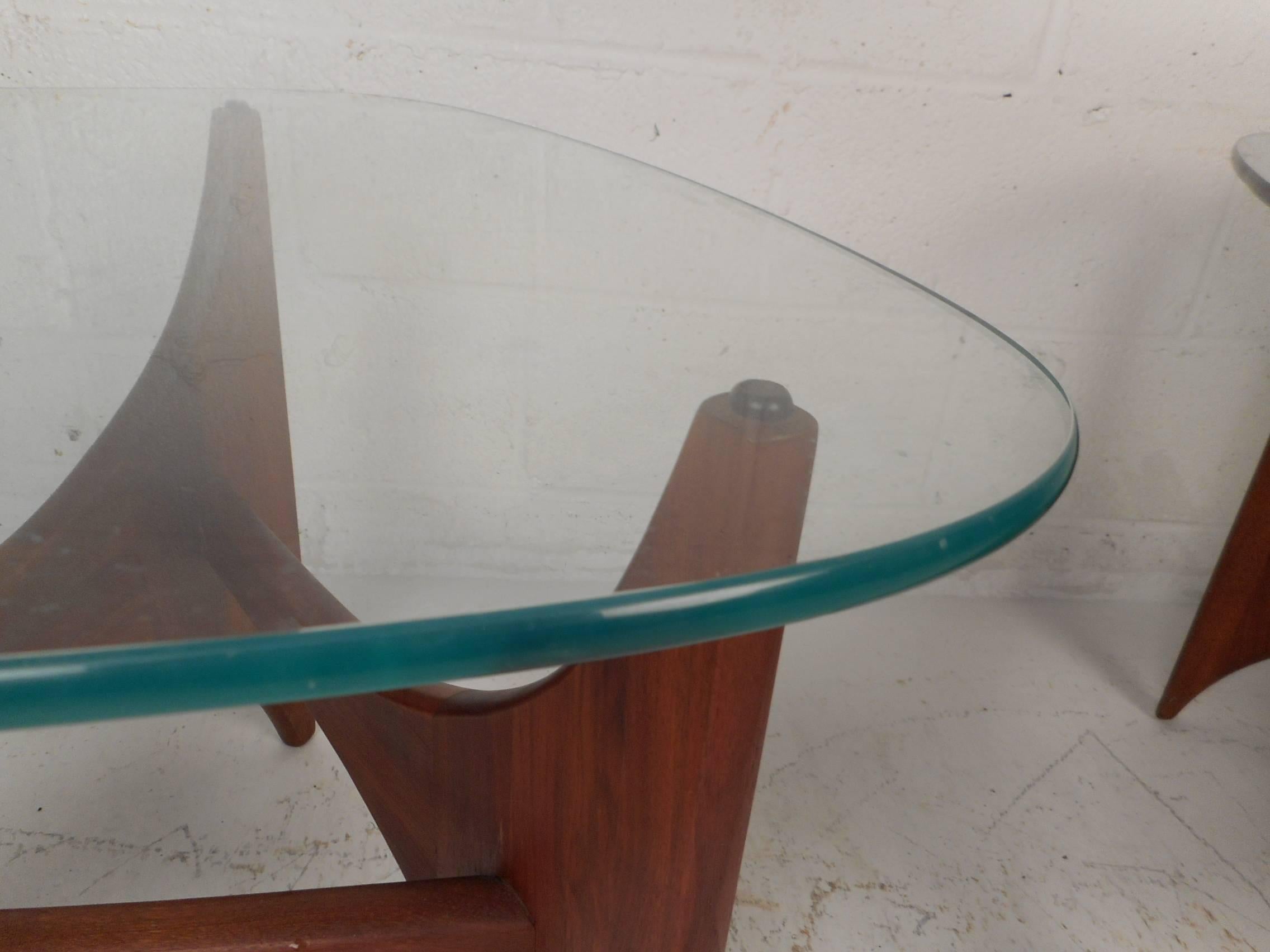 Pair of Mid-Century Modern Triangular End Tables by Adrian Pearsall 1