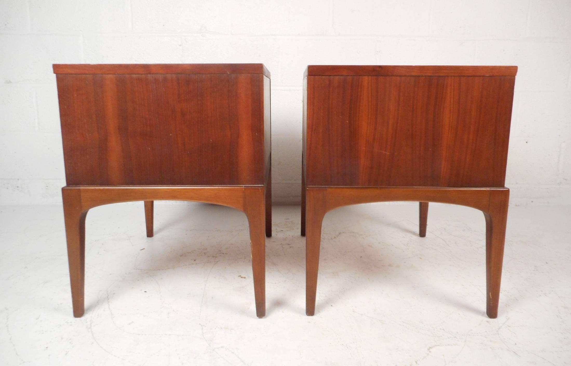American Pair of Mid-Century Modern Walnut Nightstands by Lane Furniture