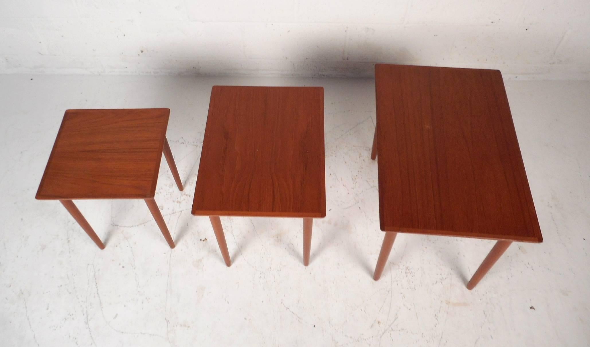 American Set of Three Mid-Century Modern Teak Nesting Tables by Bramin Mobler