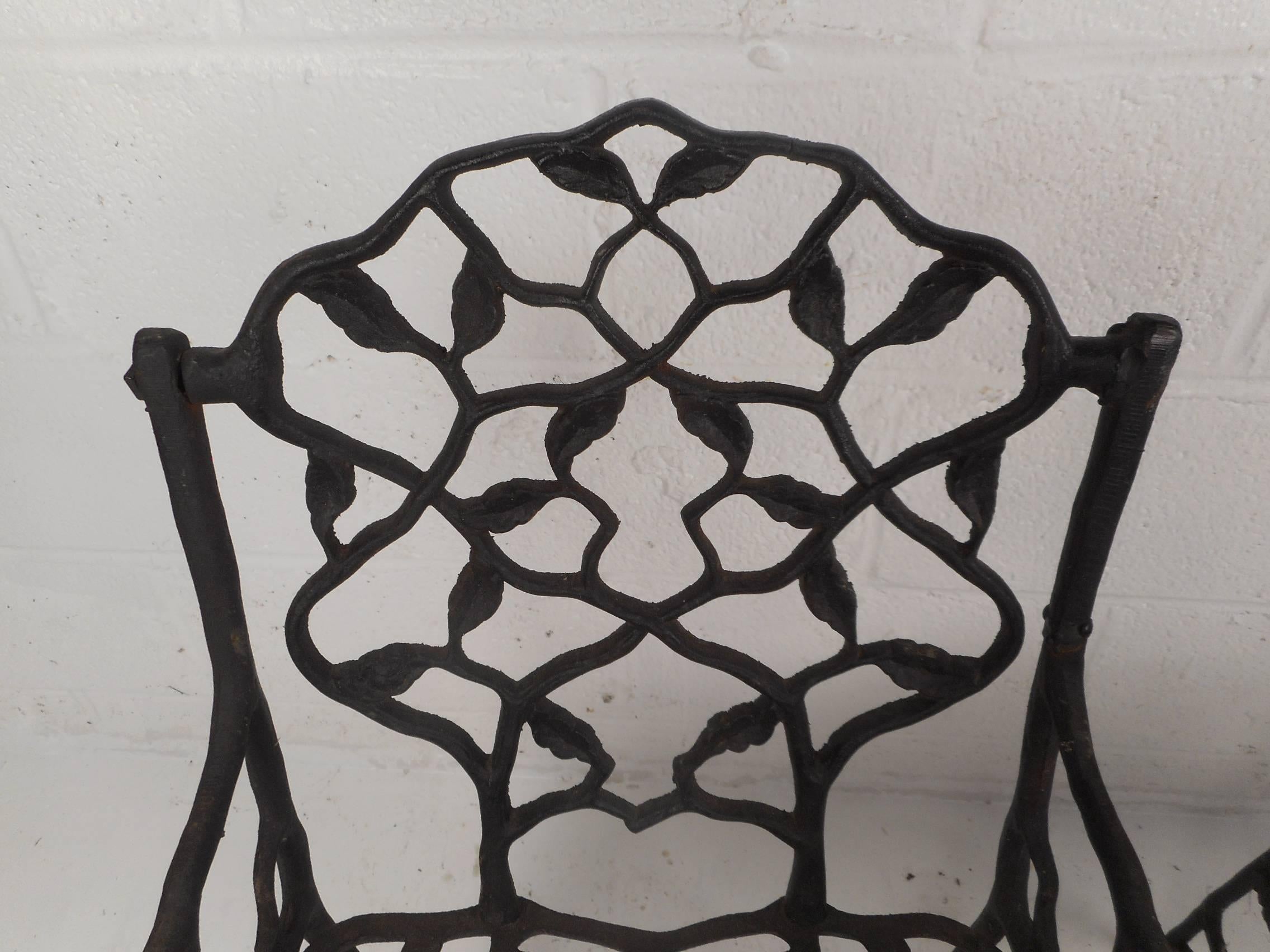 Rare Pair of Vintage Cast Iron Chairs by Fiske In Good Condition In Brooklyn, NY