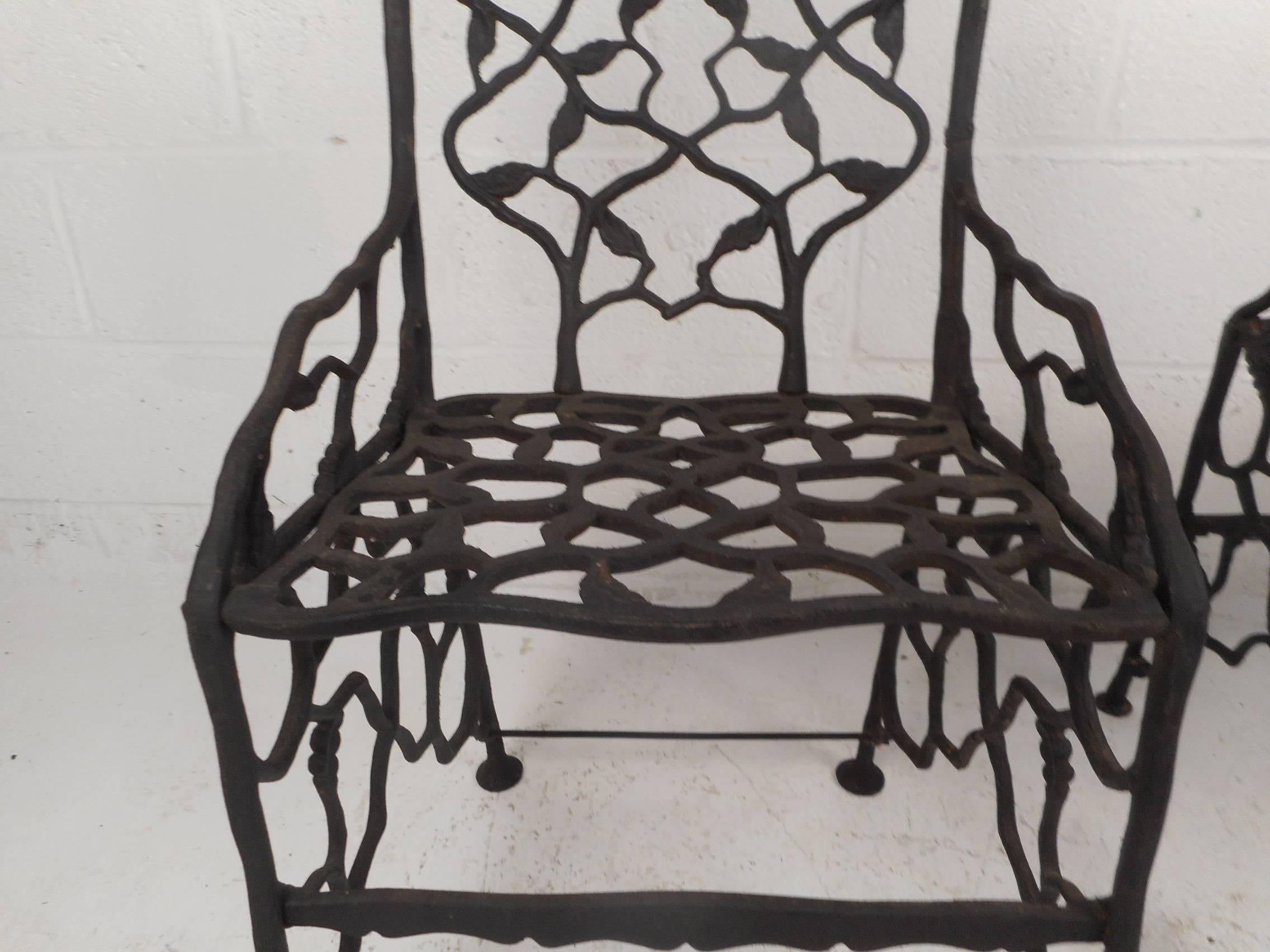 Rare Pair of Vintage Cast Iron Chairs by Fiske 2