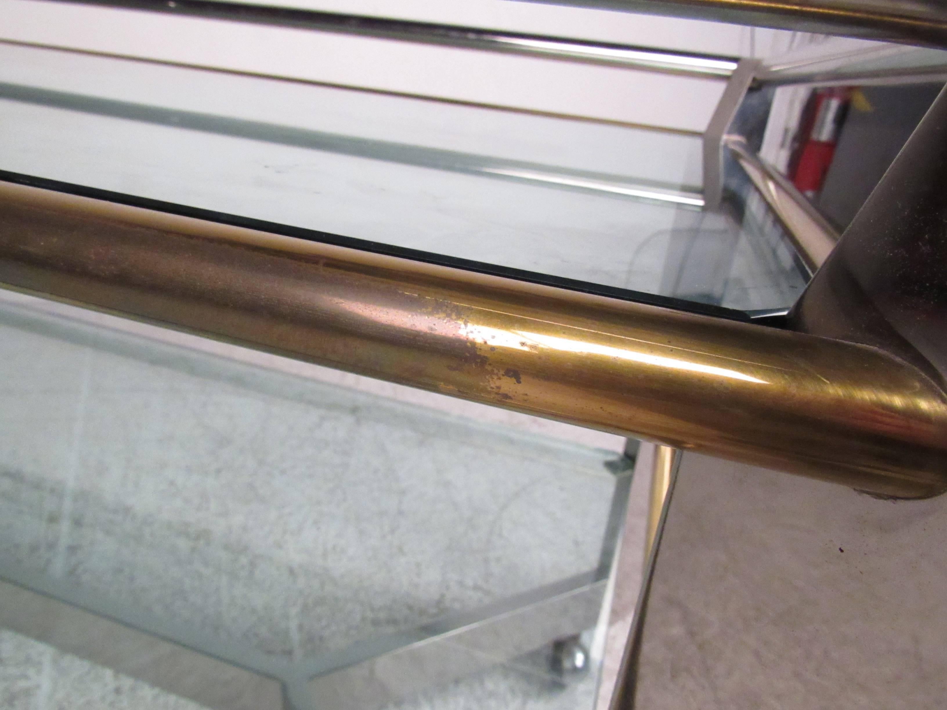 Modern Chrome and Brass Service Trolley or Retail Display Cart In Good Condition In Brooklyn, NY