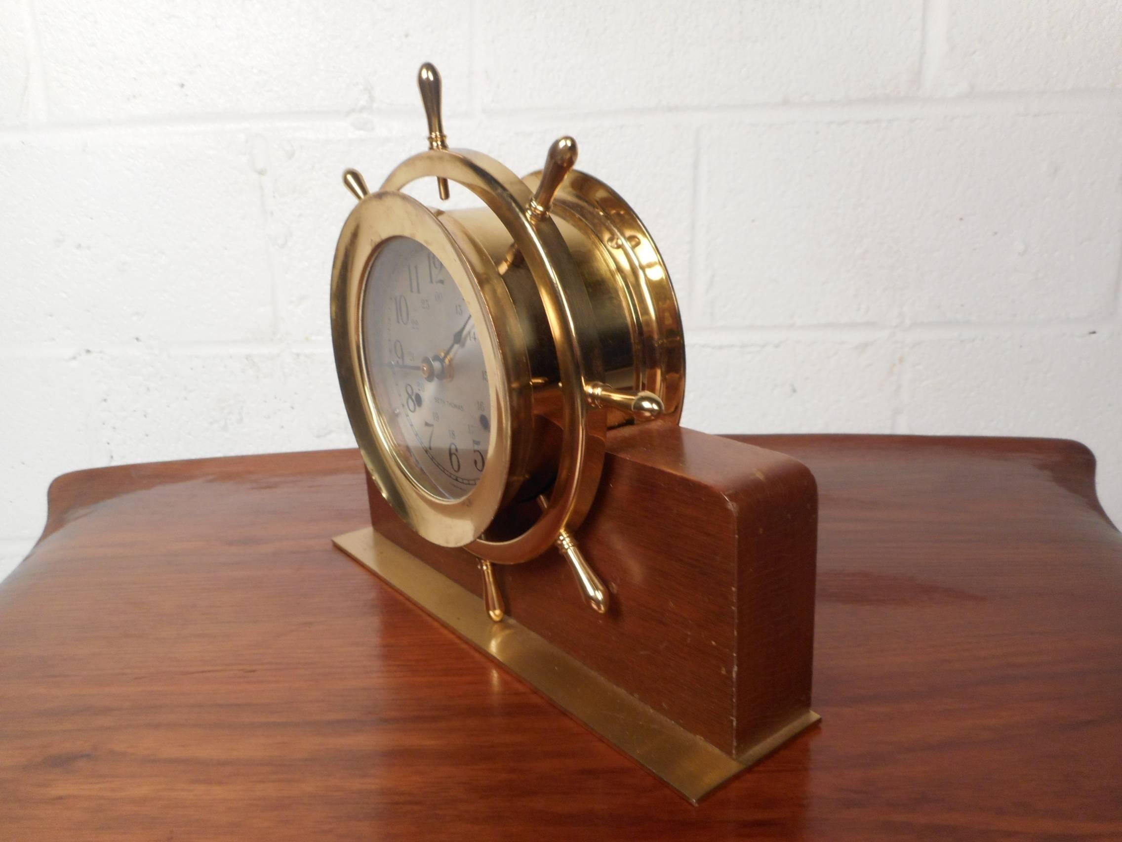 Mid-Century Modern Unique Vintage Seth Thomas Mantle or Shelf Clock