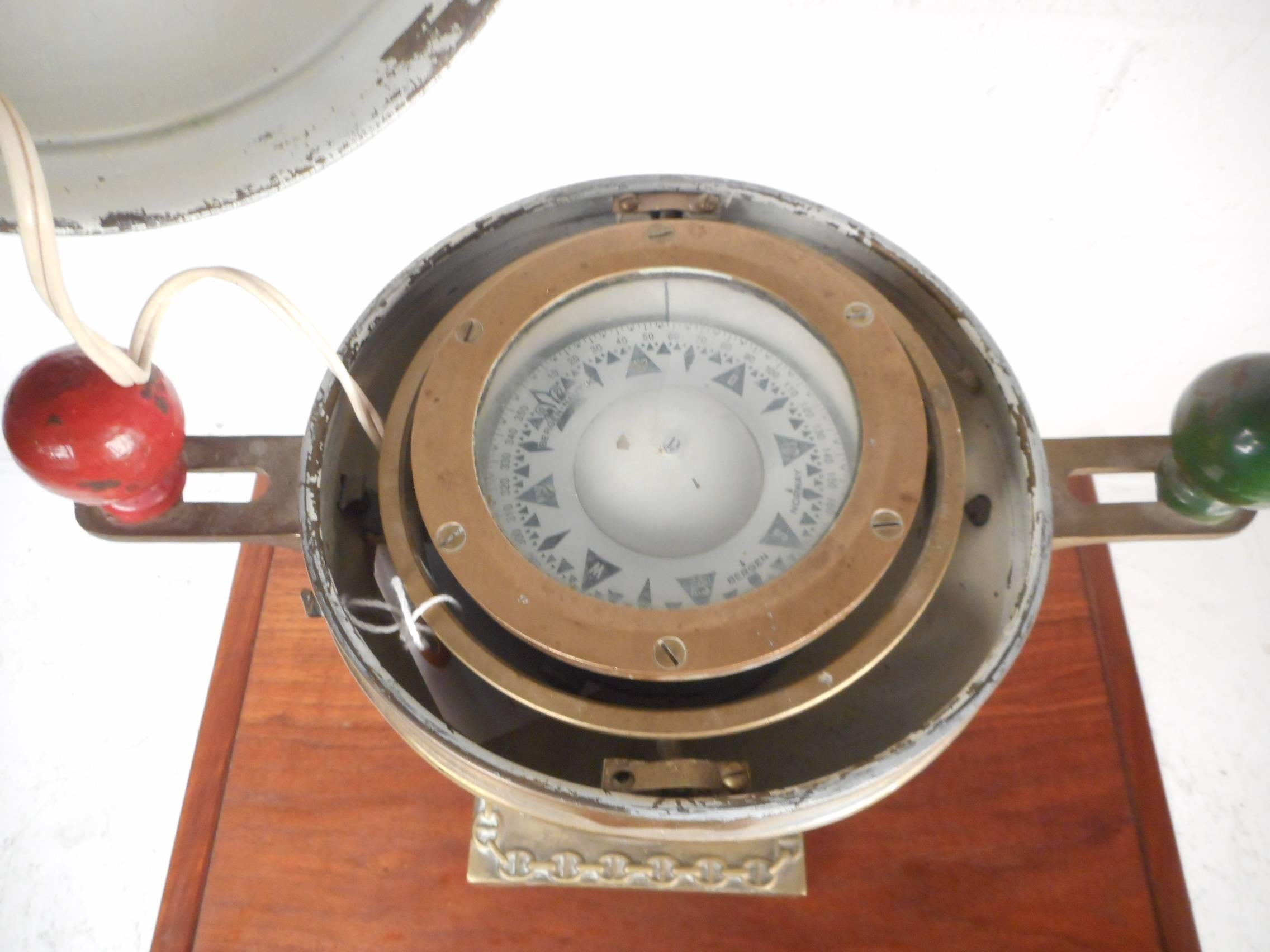 Mid-Century Modern Vintage A. Robinson and Company Brass Binnacle Compass