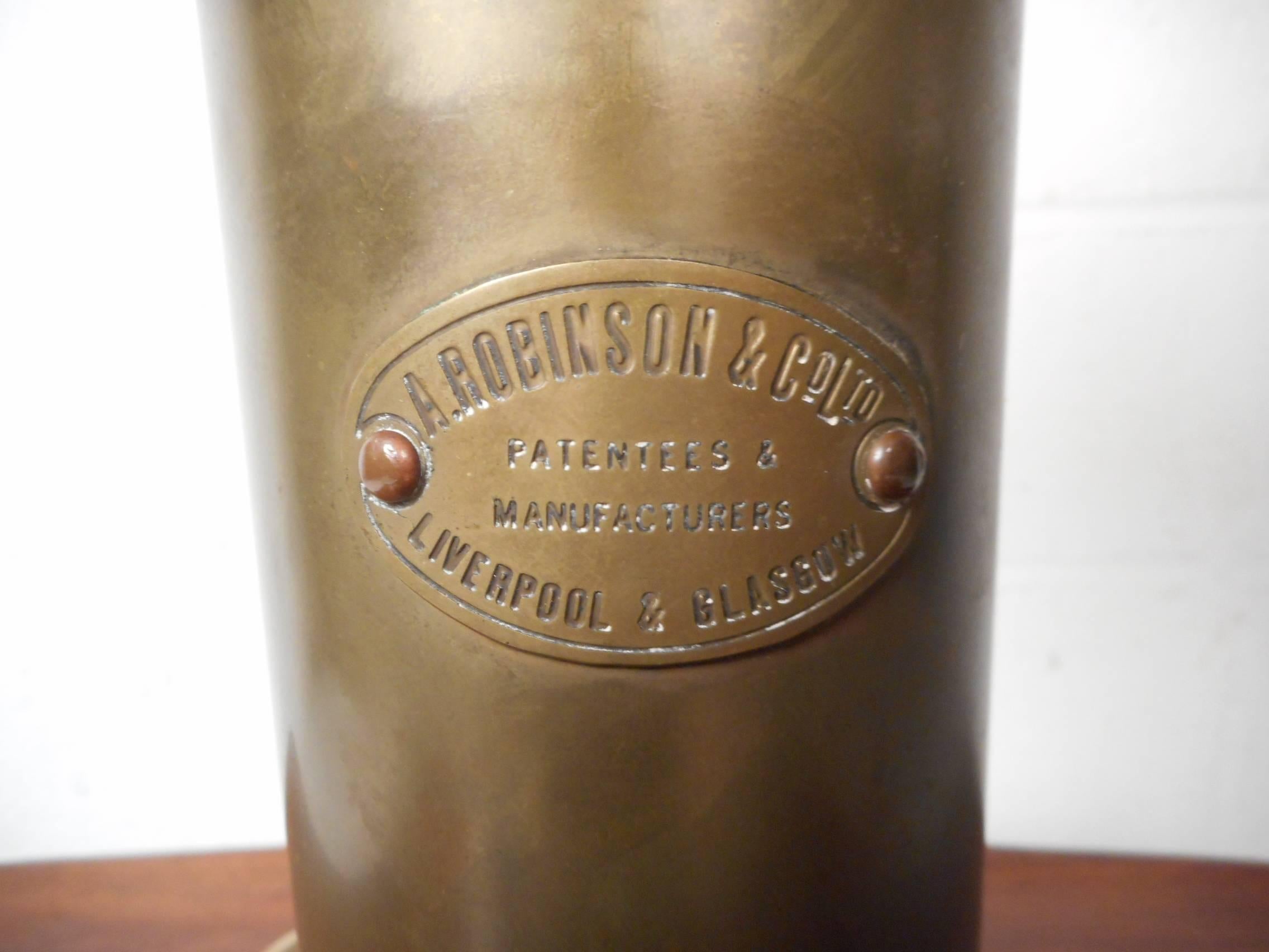 Mid-20th Century Vintage A. Robinson and Company Brass Binnacle Compass