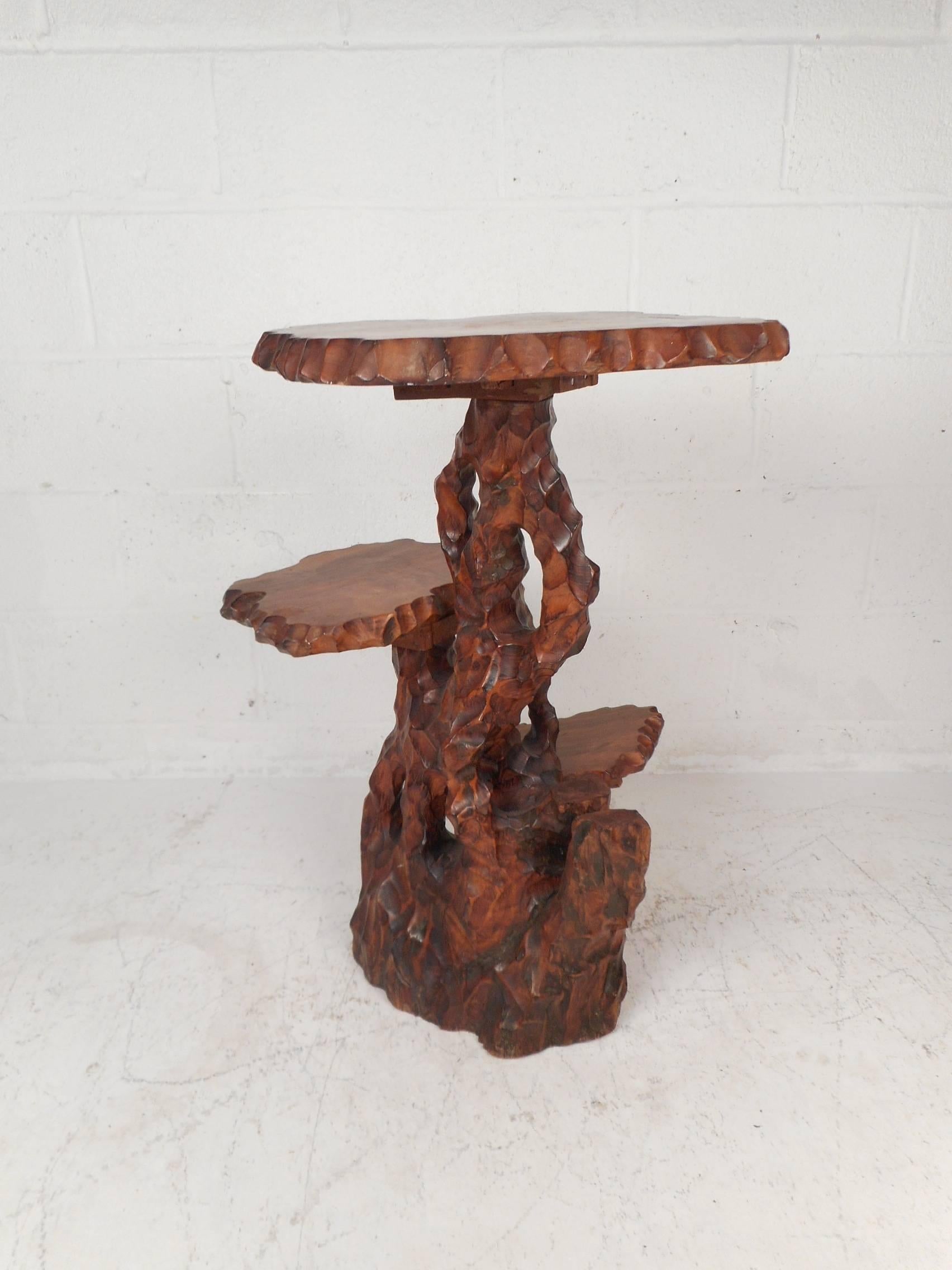 Mid-Century Modern Unusual Live Edge Vintage Modern Pedestal Table