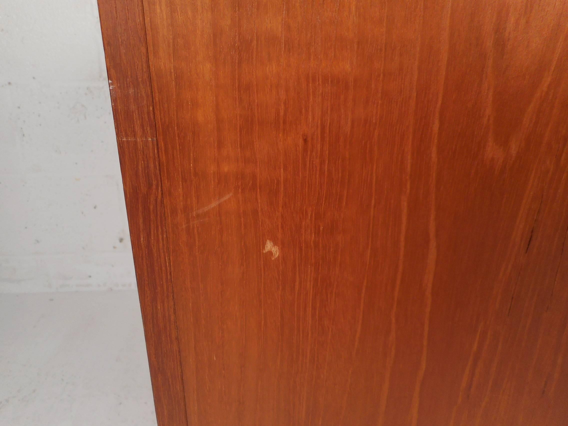 Late 20th Century Mid-Century Modern Small Teak Rolling File Cabinet