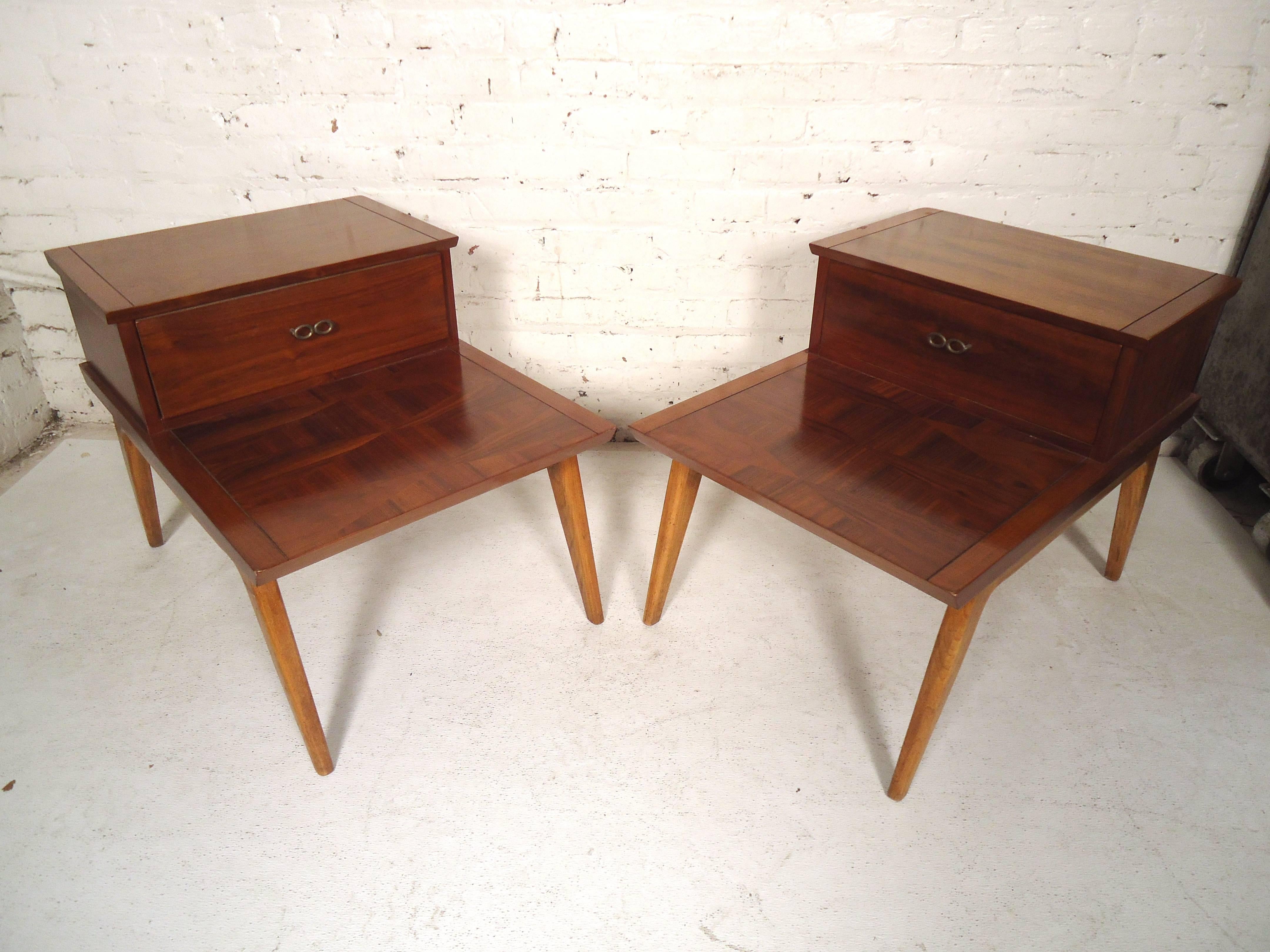 Mahogany Vintage Modern Lane Side Tables For Sale