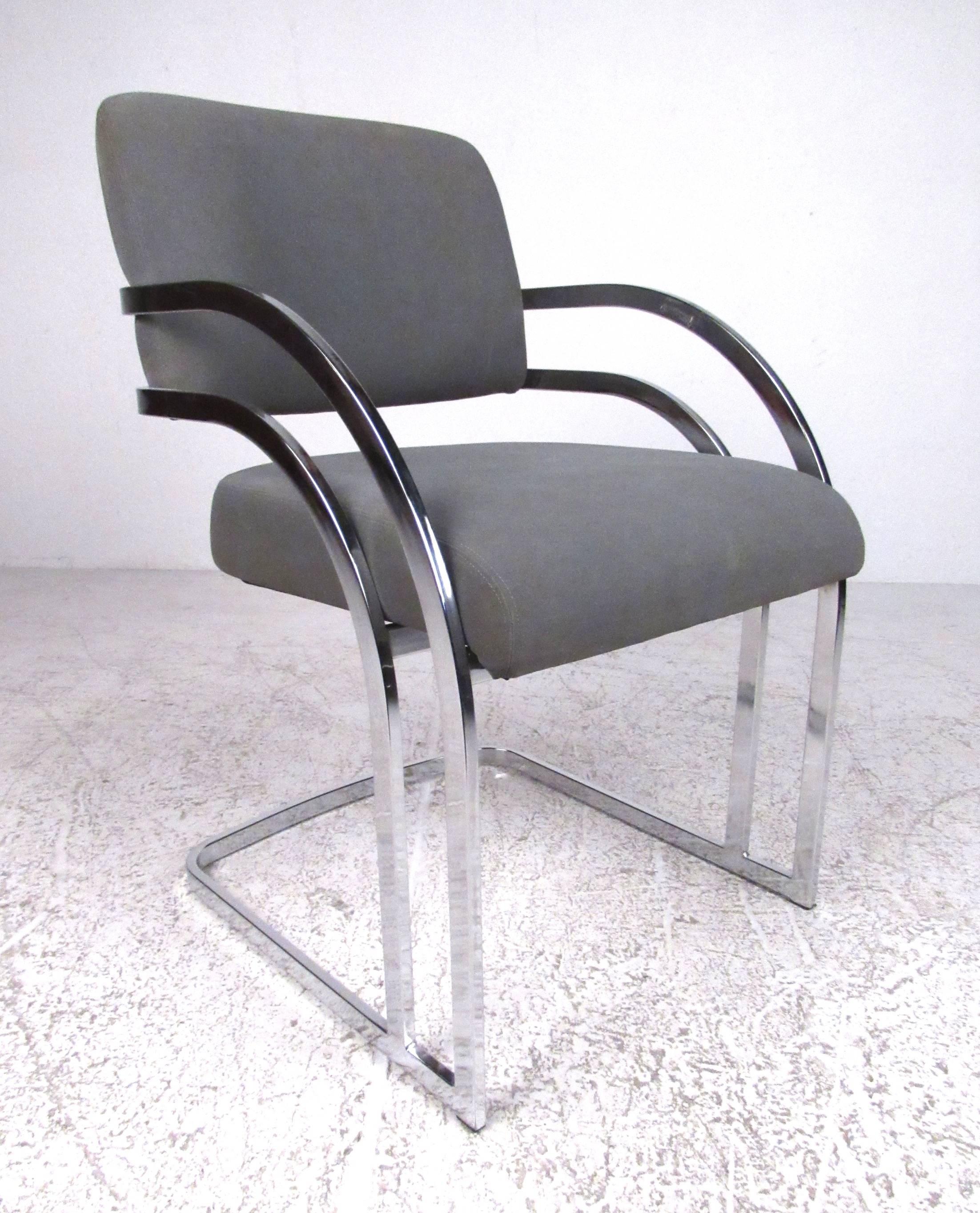 Modern Set of Four Contemporary Shells Inc. Upholstered Dining Chairs For Sale