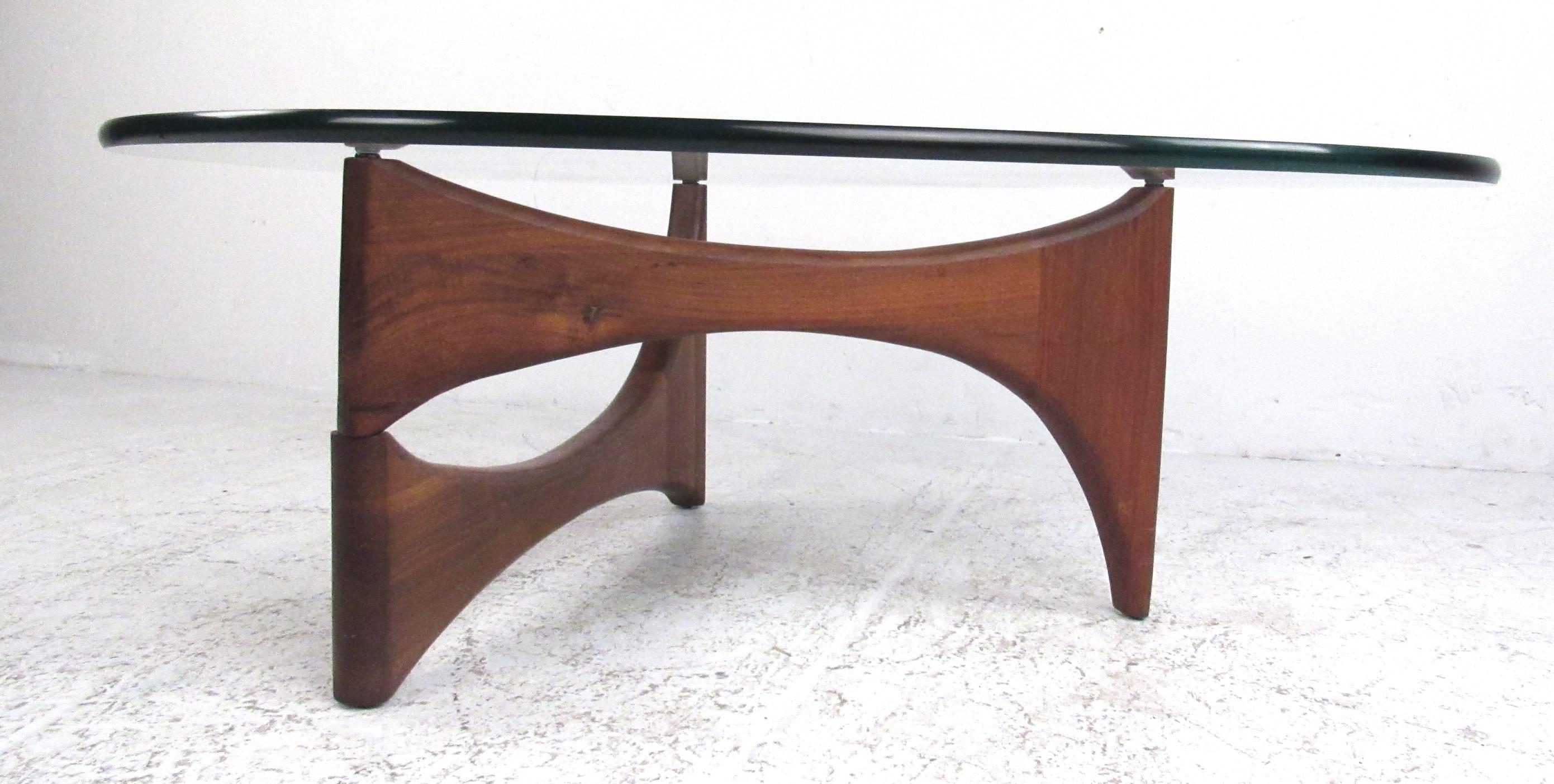 Mid-Century Modern Noguchi Style Triangular Glass Top Coffee Table For ...