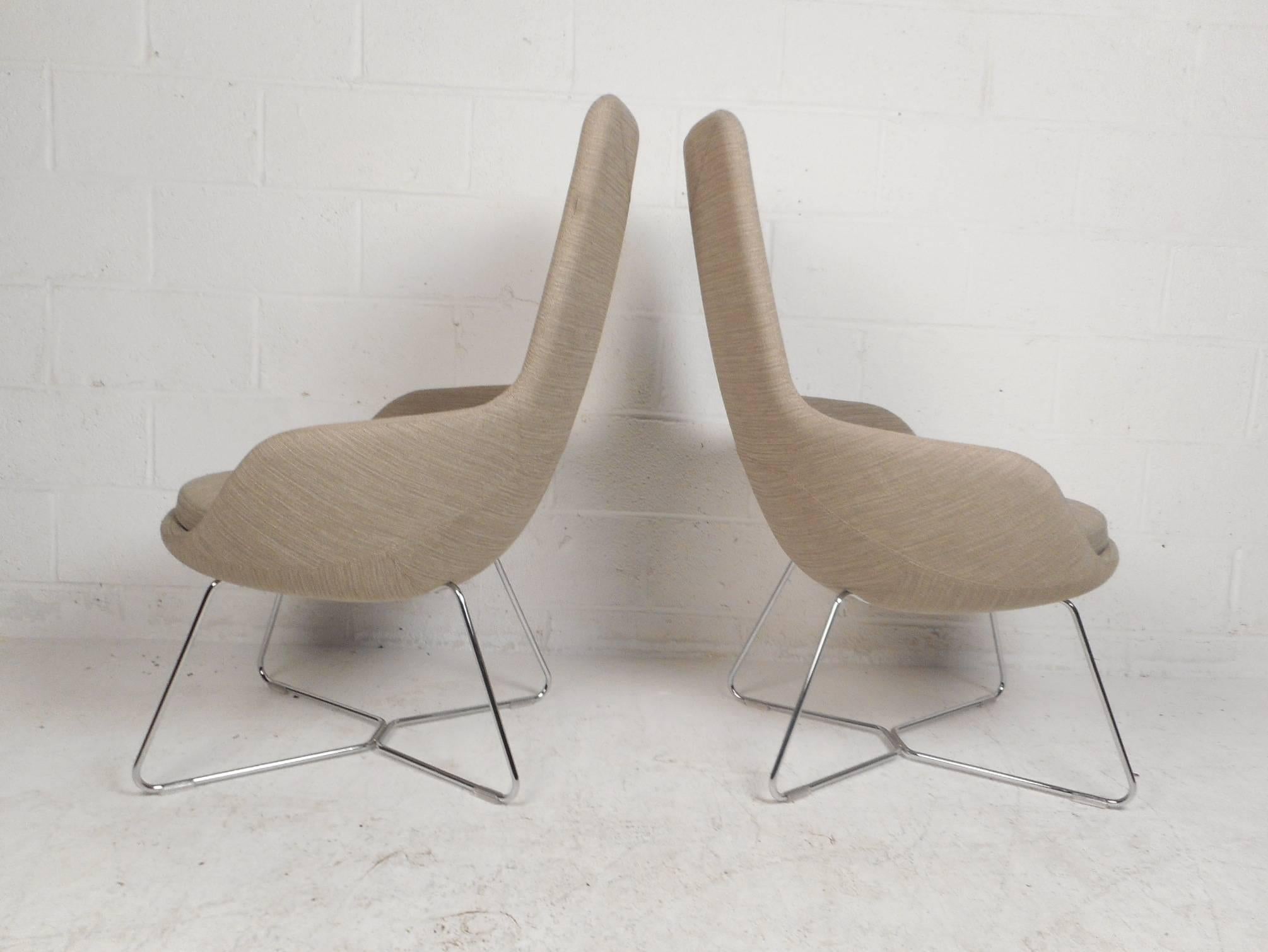 Canadian Pair of Mid-Century Style High back Lounge Chairs For Sale