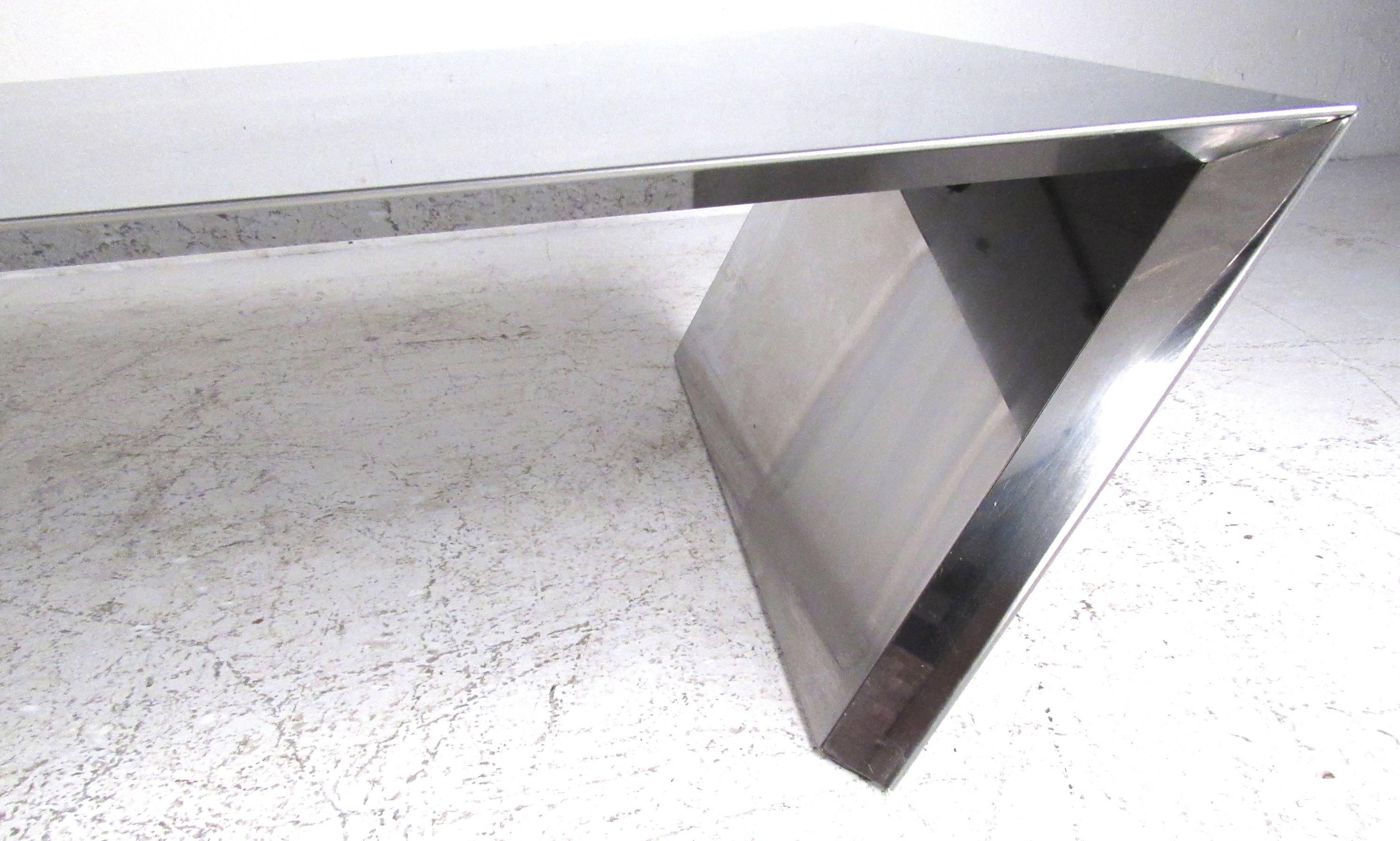 brushed stainless steel coffee table