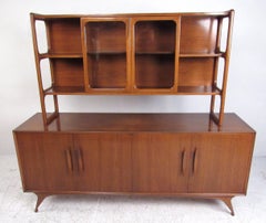 Midcentury American Walnut Server with China Cabinet