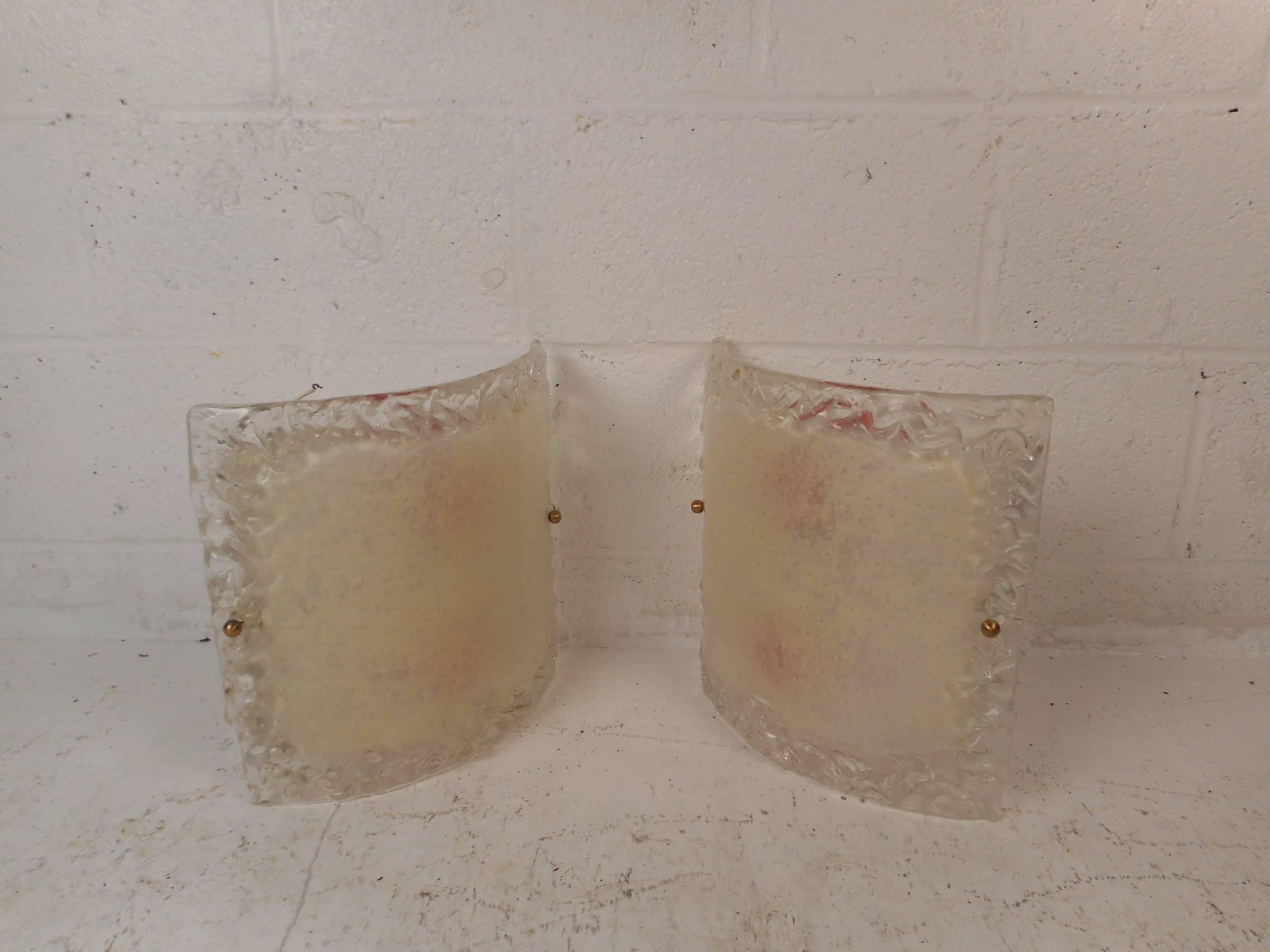 Mid-Century Modern Vintage Murano Style Glass Wall Sconces For Sale