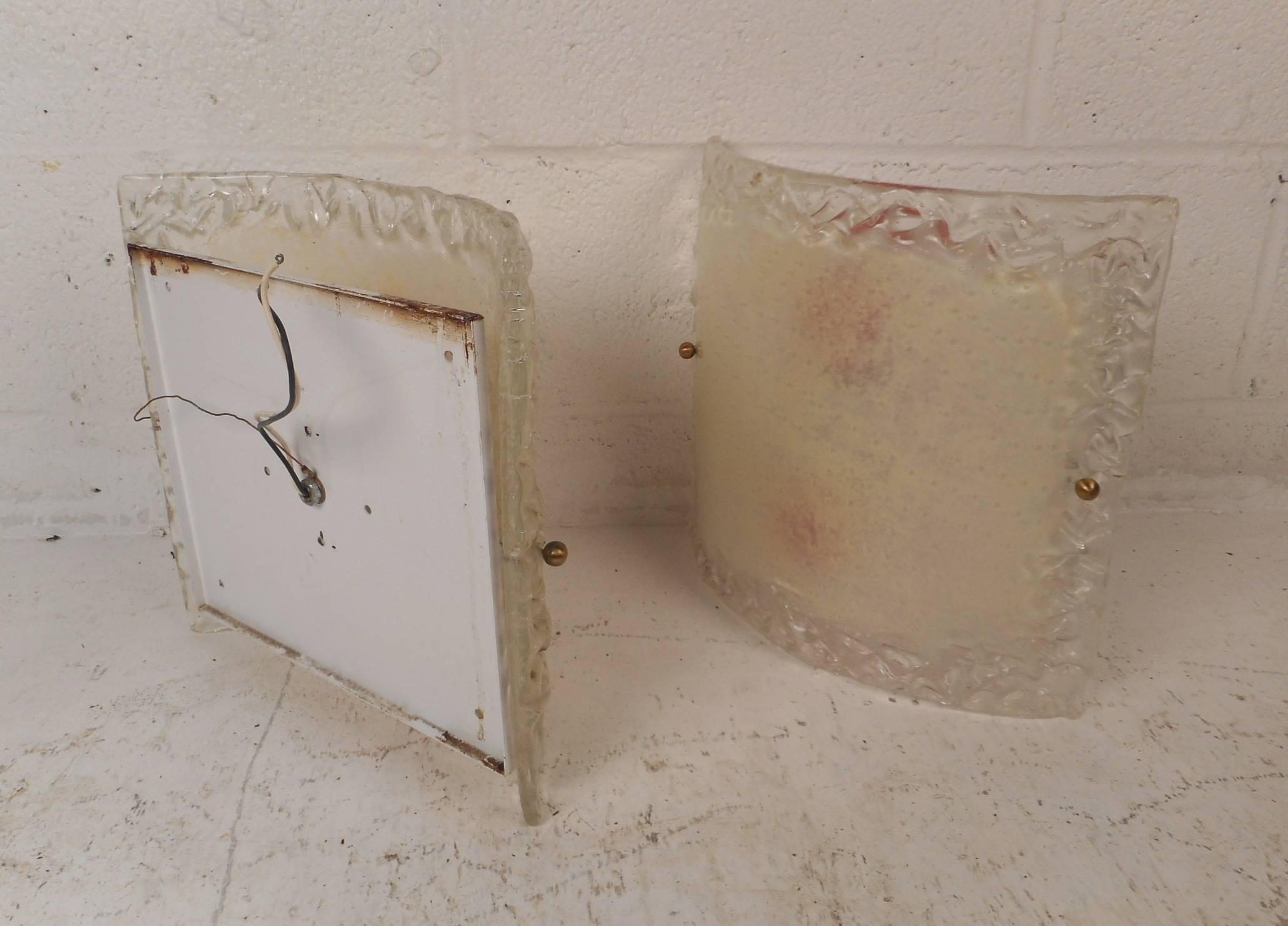 Vintage Murano Style Glass Wall Sconces In Good Condition For Sale In Brooklyn, NY