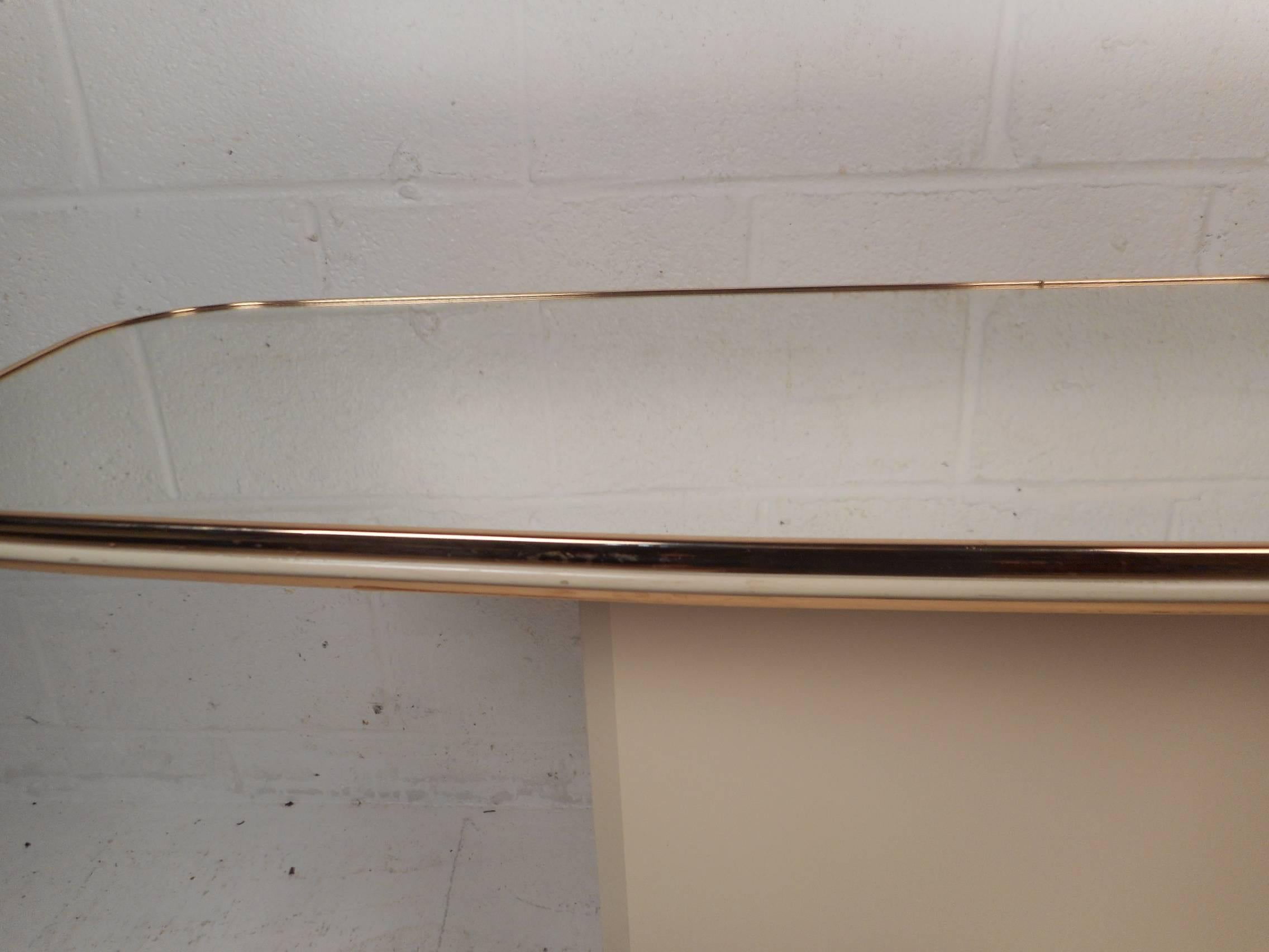 Brass Mid-century Mirror Top Console Table For Sale