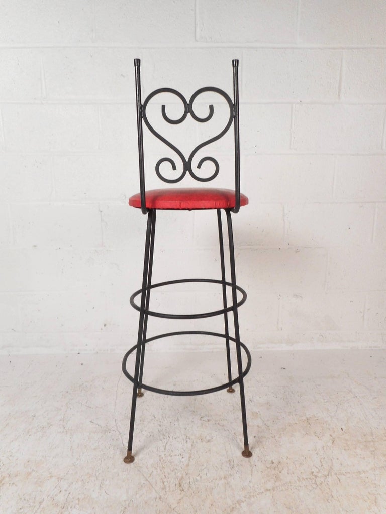 Set of Four Vintage Wrought Iron Bar Stools For Sale at 1stDibs