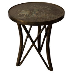 Rare Acid-Etched Bronze Side Table by Philip and Kelvin LaVerne, c. 1960s, USA