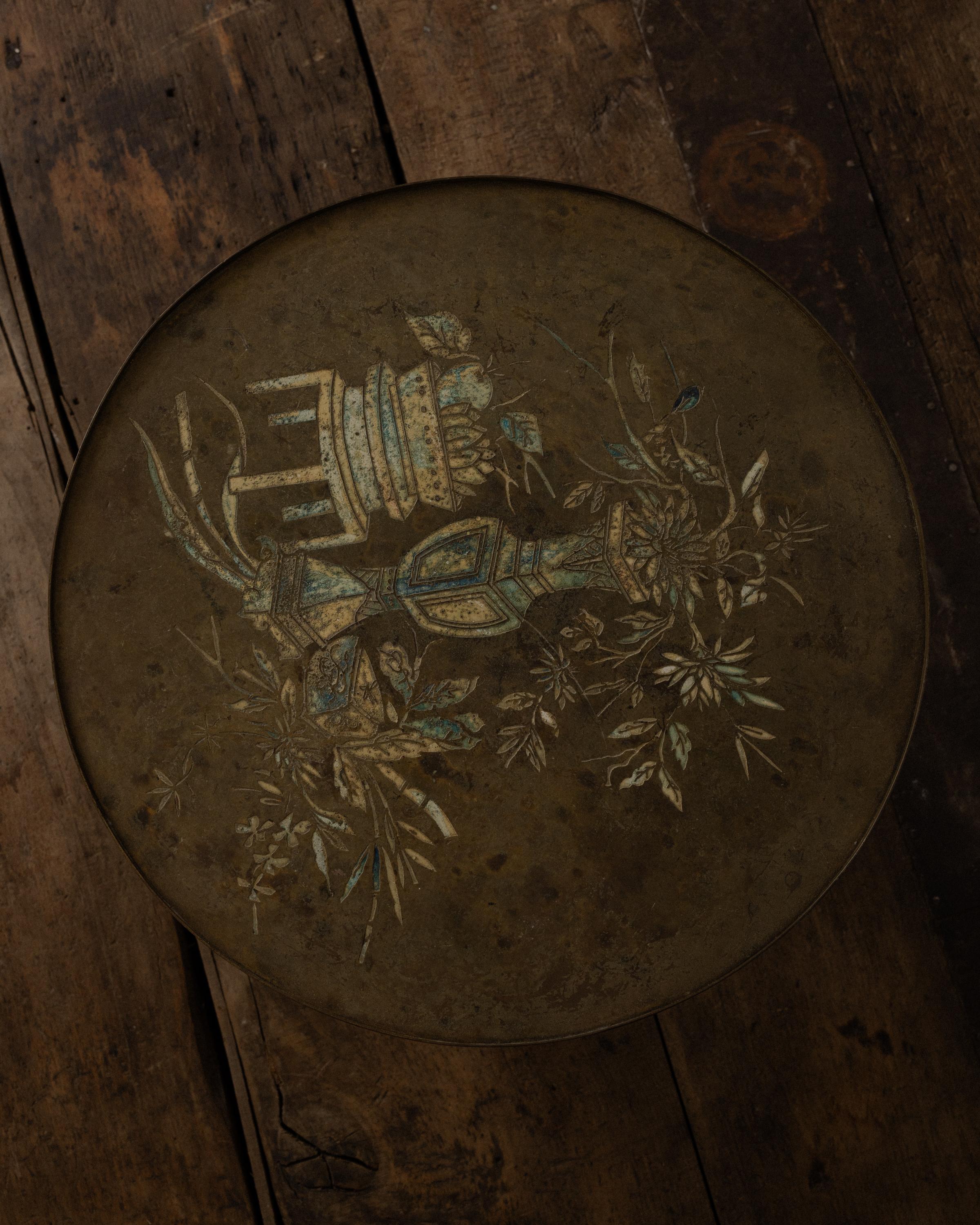 Mid-Century Modern Rare Acid-Etched Bronze Side Table by Philip and Kelvin LaVerne, c. 1960s, USA For Sale