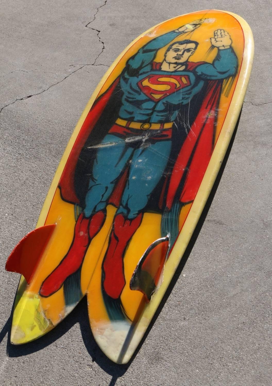 Late 20th Century All Original 1970s Superman Pocket Rocket Surfboard