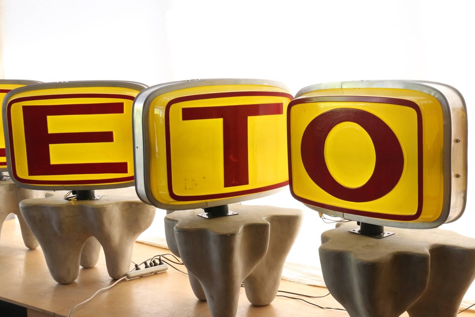 Late 20th Century Motel Sign 1970s Indoor Outdoor Double Sided Five-Piece Illuminated