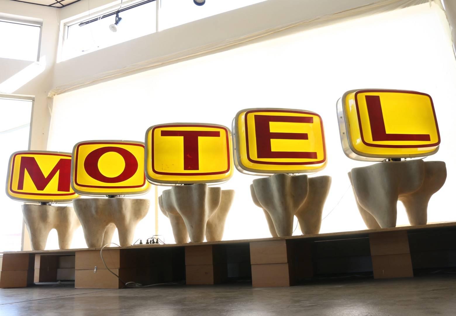 Motel Sign 1970s Indoor Outdoor Double Sided Five-Piece Illuminated 1