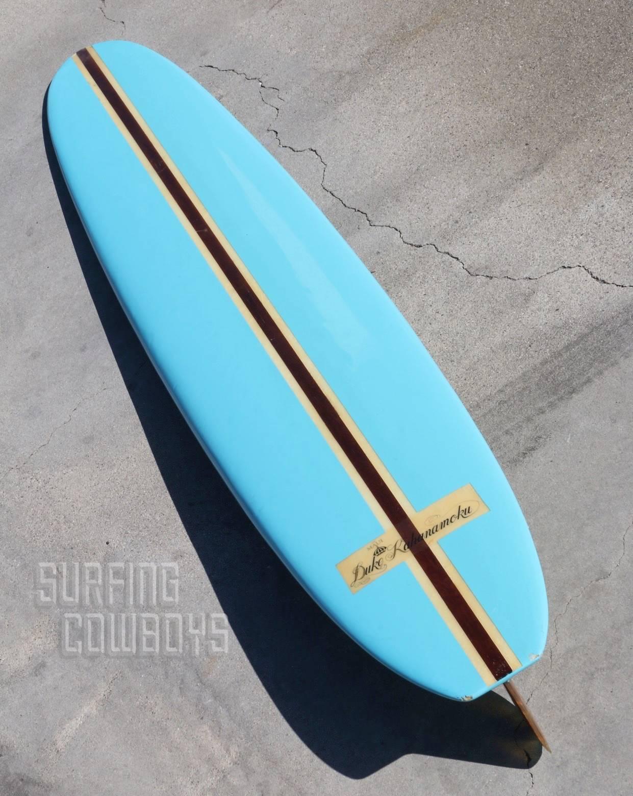 Duke Kahanamoku All Original 1965 Vintage Surfboard, Sky Blue, Redwood Stringer 1