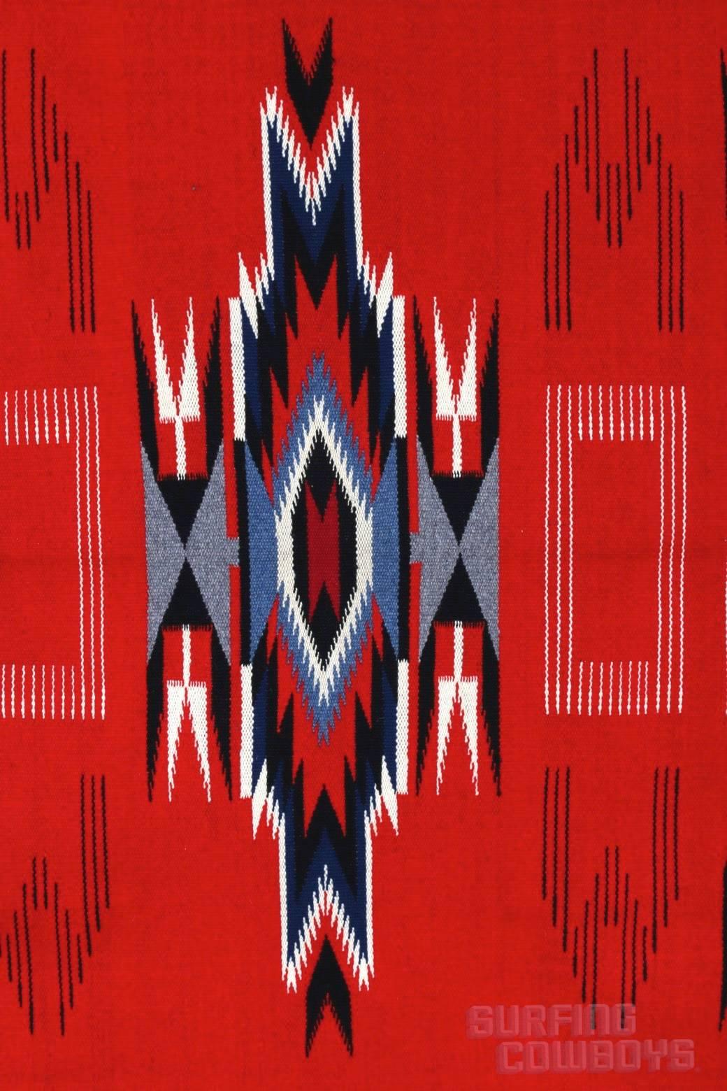 Woven Majestic 1930s Red Chimayo Blanket, Original Vintage, Unused