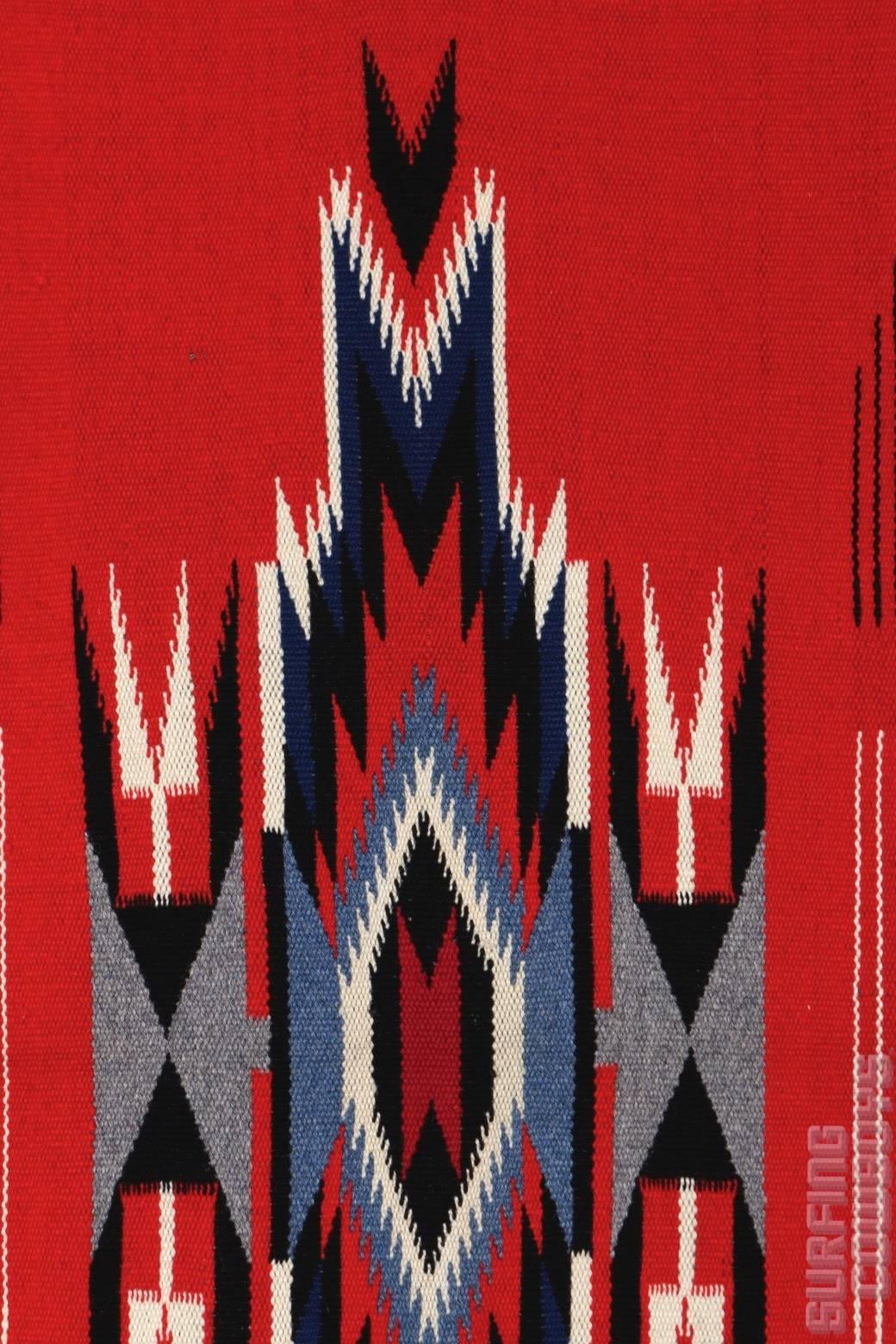 Mid-20th Century Majestic 1930s Red Chimayo Blanket, Original Vintage, Unused