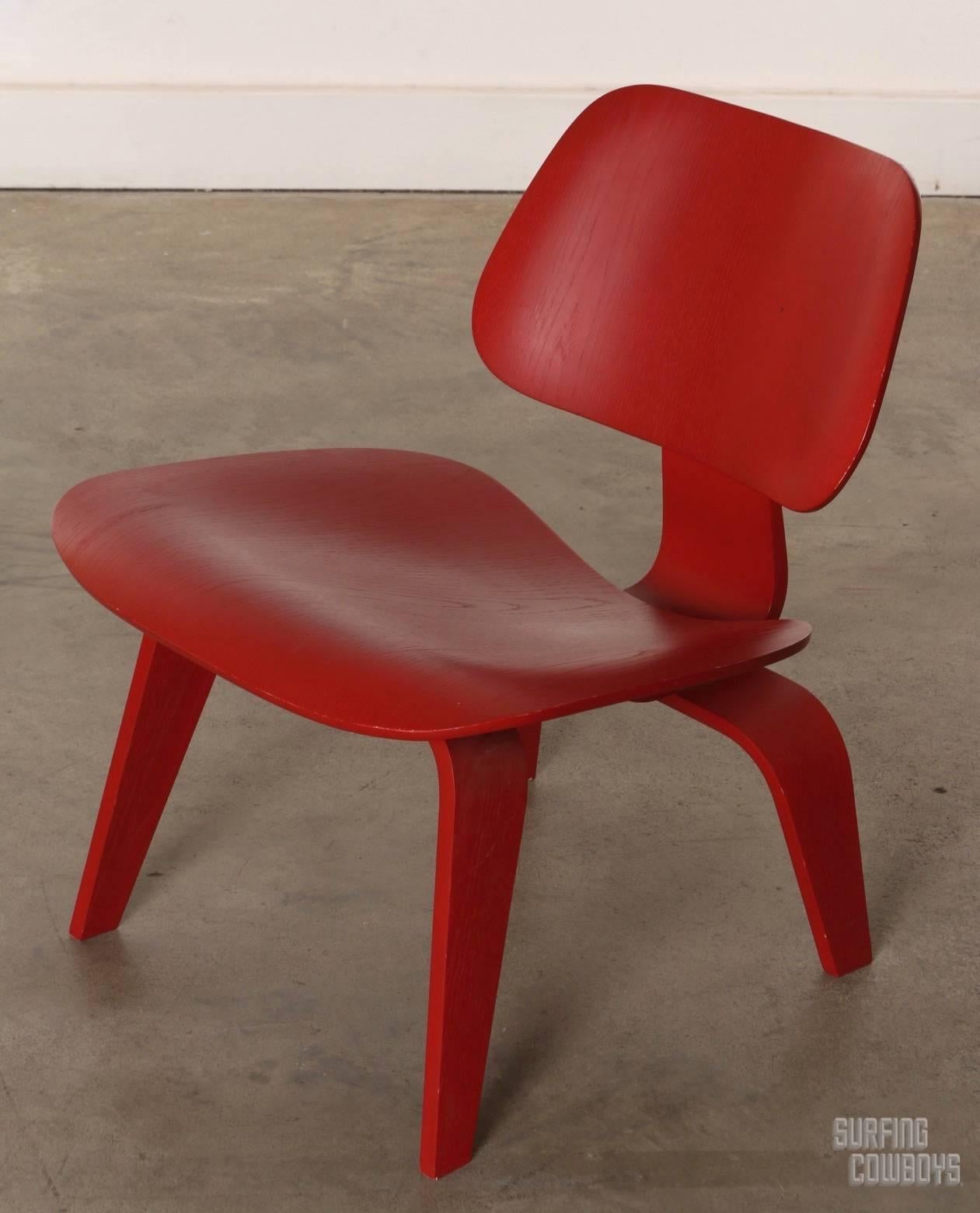 red eames chair