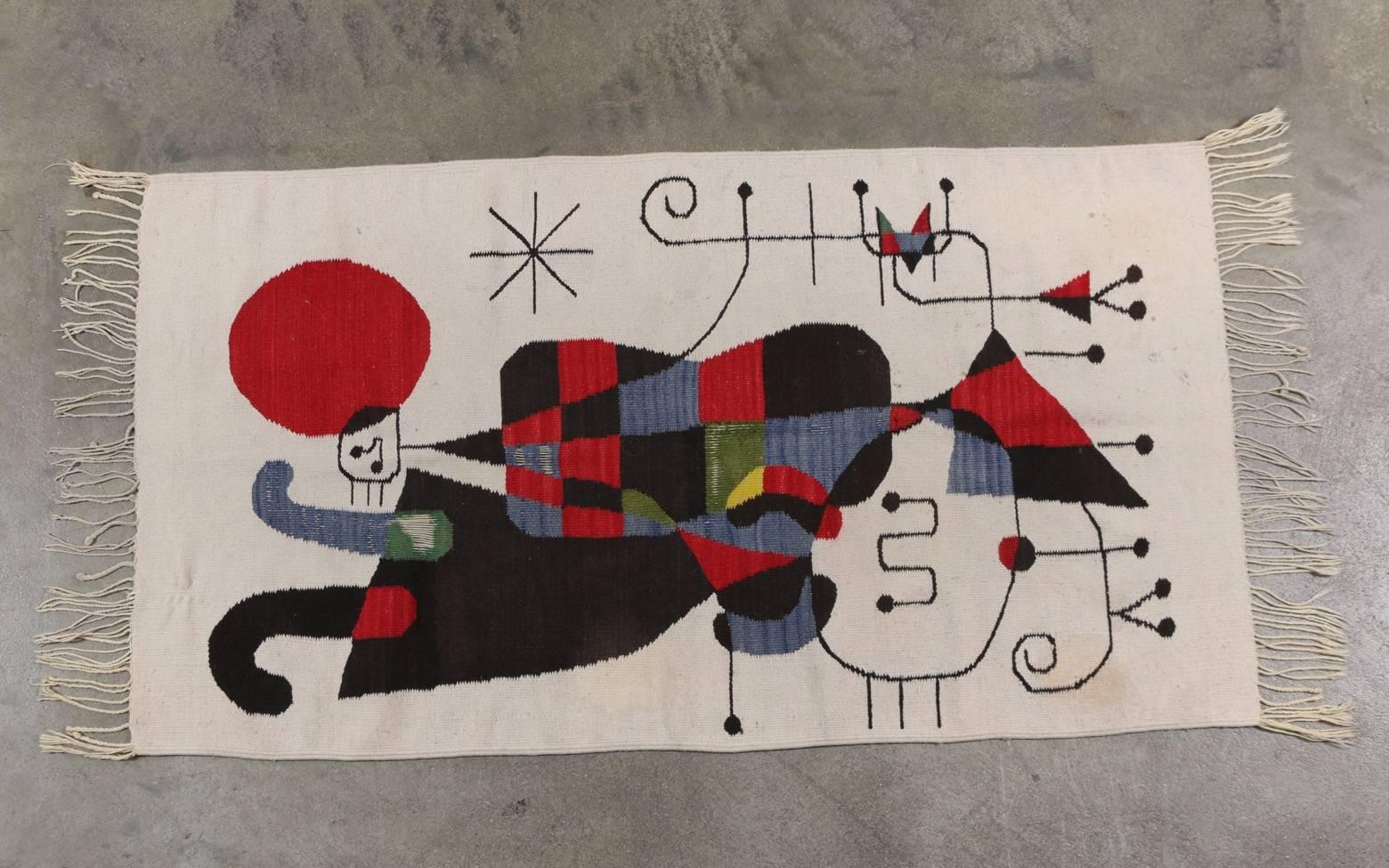 Mid-Century Modern Joan Miró Inspired Woven Tapestry