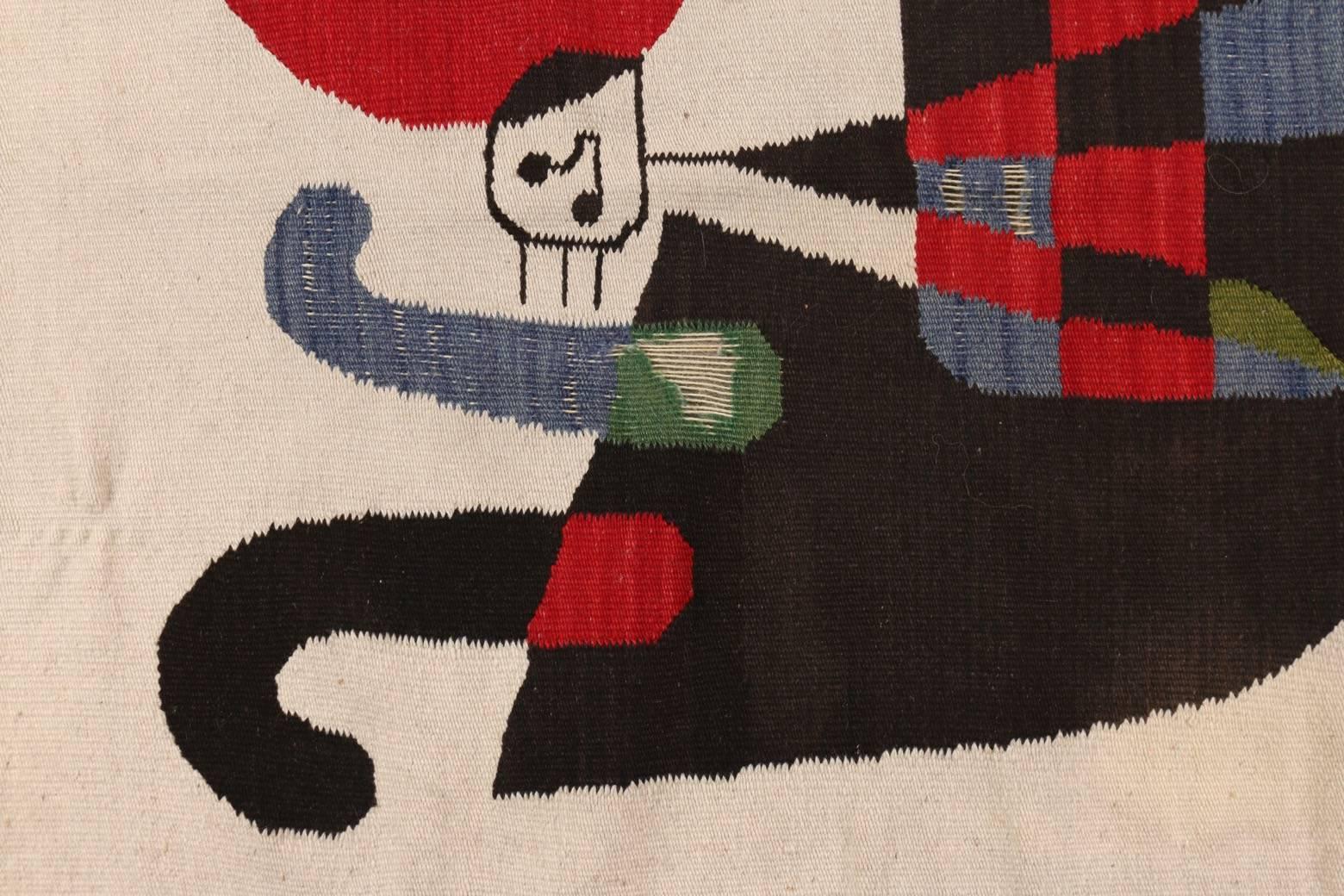 Scandinavian Joan Miró Inspired Woven Tapestry