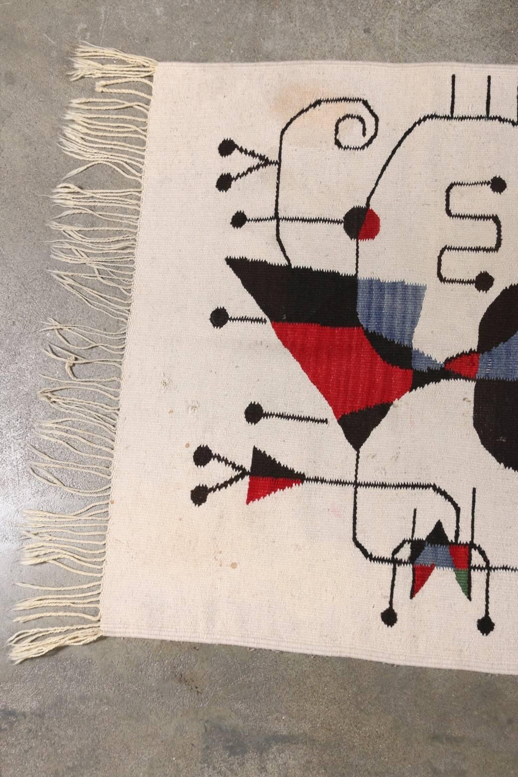 Joan Miró Inspired Woven Tapestry In Fair Condition In Los Angeles, CA