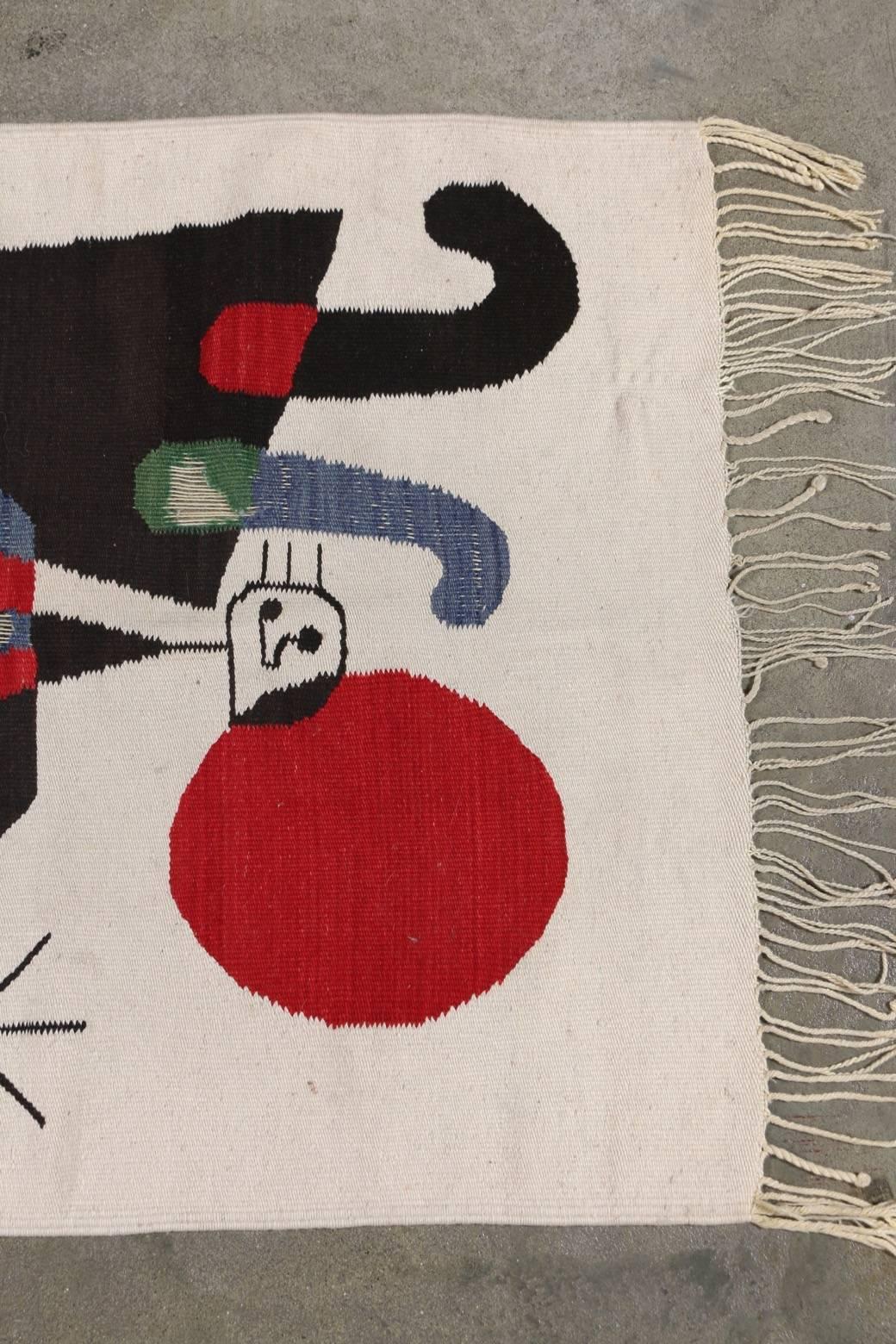 Wool Joan Miró Inspired Woven Tapestry