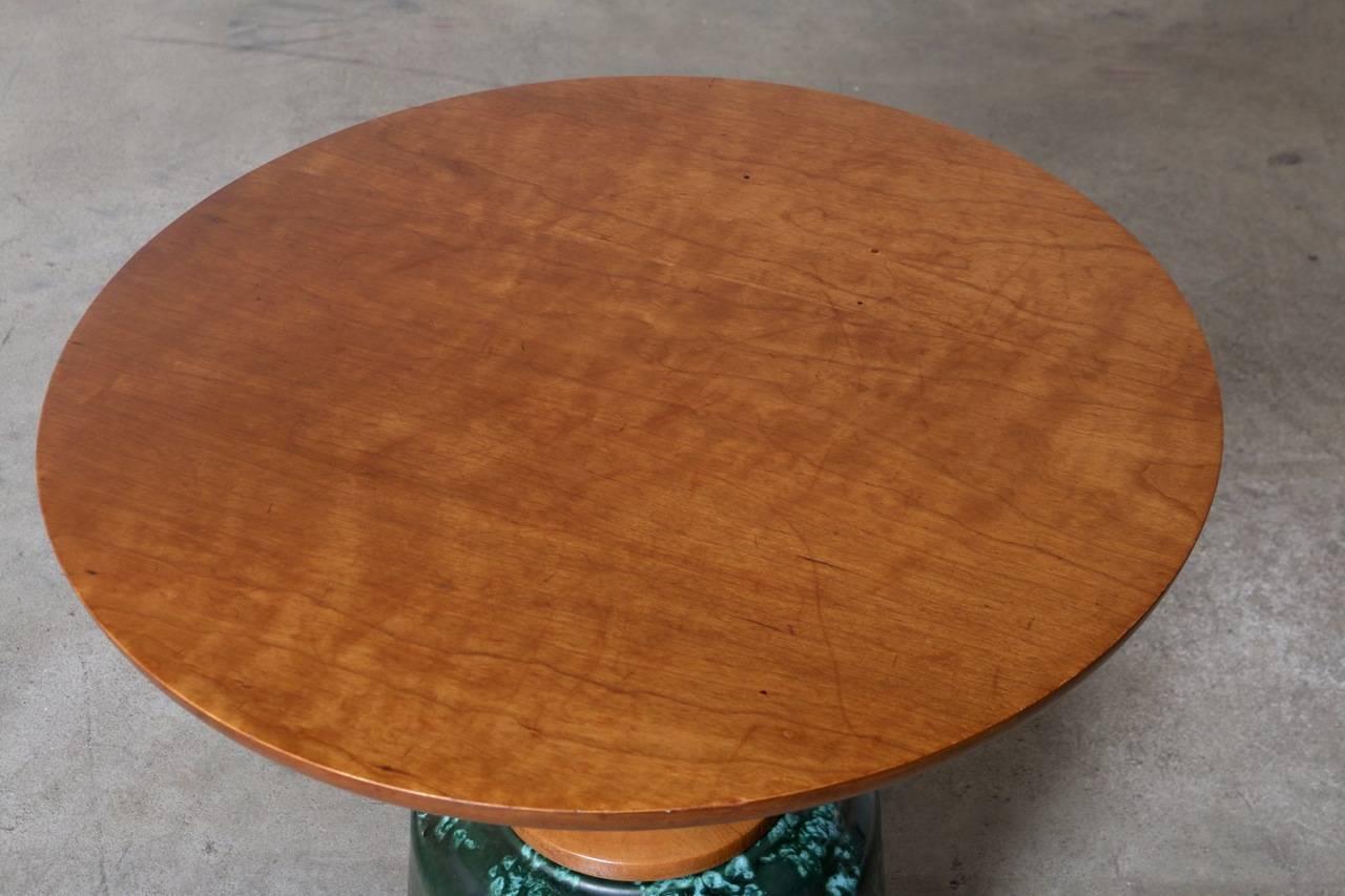 American Walnut and Porcelain Side Table By John Van Koert For Drexel, circa 1957