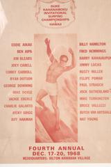 Duke Invitational Surfing Championships Hawaii Poster, Original Vintage, 1968