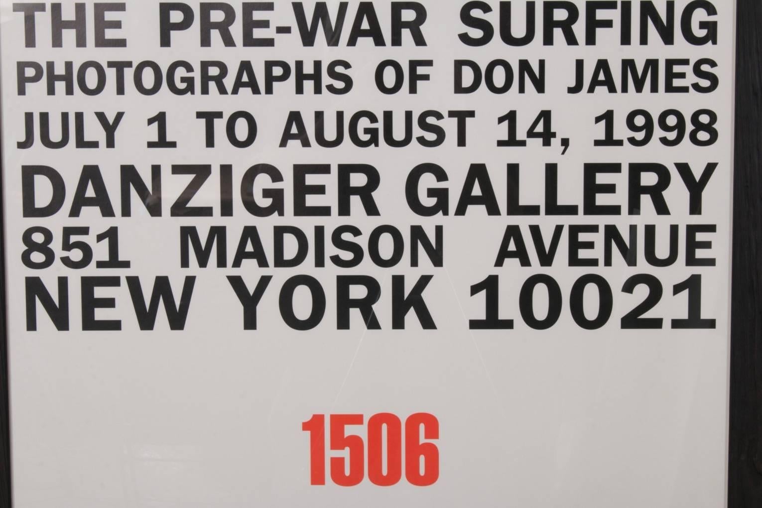 Modern Don James Photography Exhibit Poster, Danziger Gallery, New York, 1998