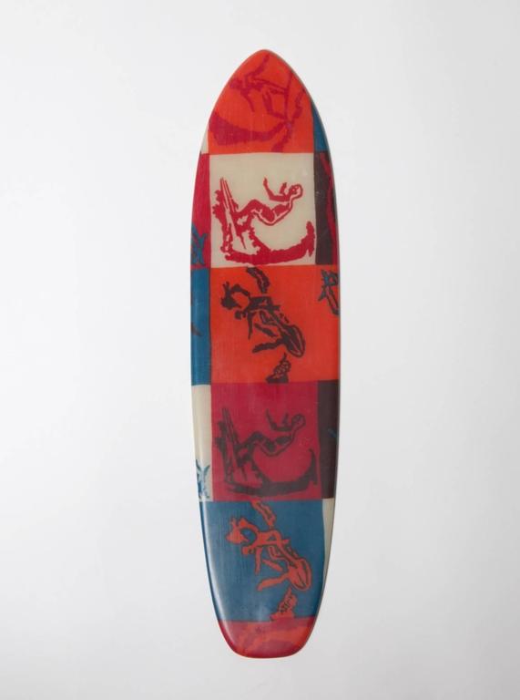 Six Colorful Fiberglass Skateboard Decks Made from Vintage Fabrics